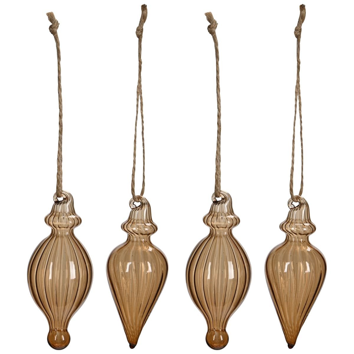 matches21 HOME & HOBBY Dekohänger Weihnachtsschmuck in Braun, aus Glas in 9 cm als Christbaumdeko (4 St), Christbaumschmuck zum Hängen im 4er Set