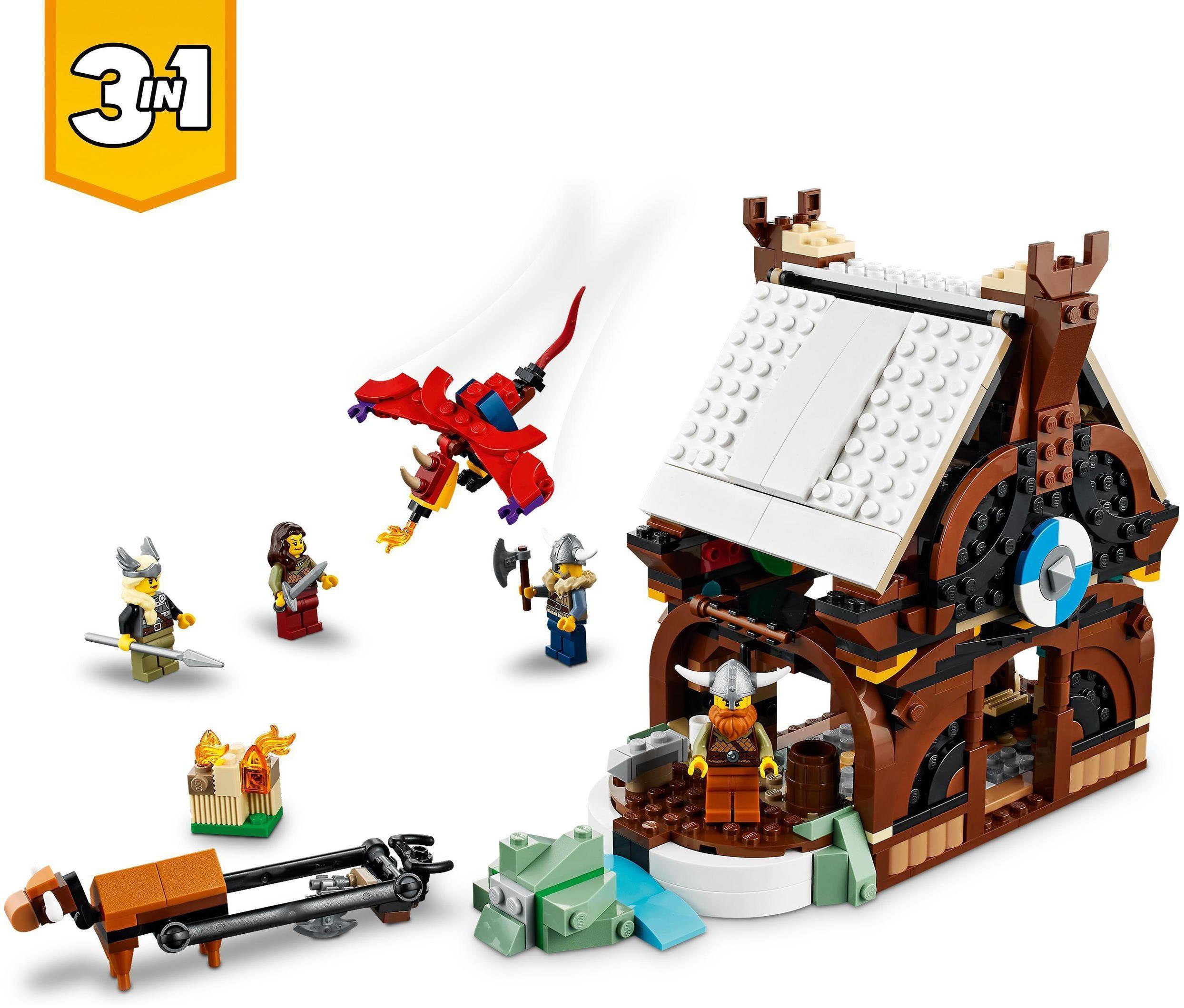 LEGO® Konstruktionsspielsteine Wikingerschiff in (31132), Midgardschlange Creator (1192 Europe Made mit 3in1, St), LEGO®