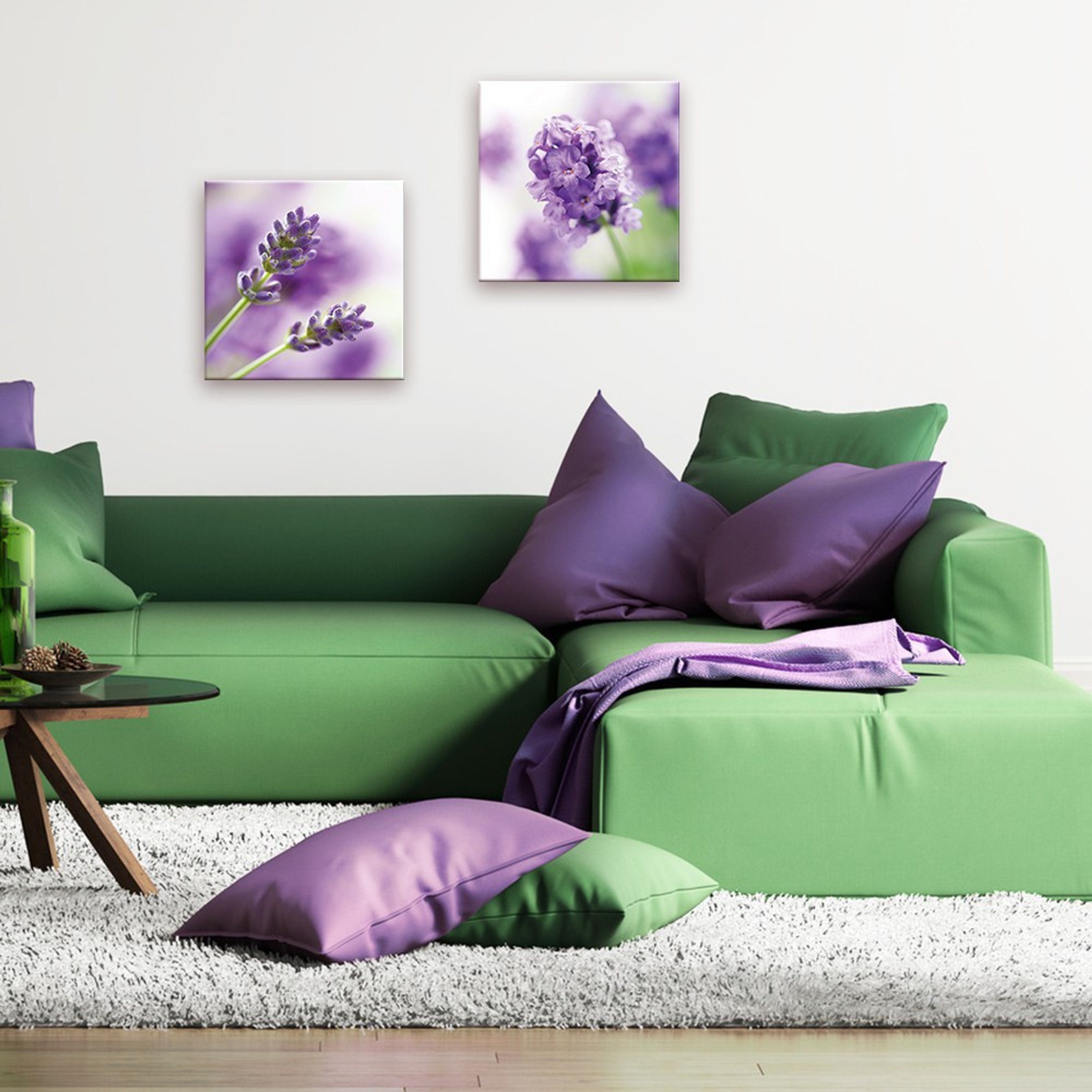artissimo Glasbild Glasbild 30x30cm Bild Lila Lavendel Flieder lila, Blumen Blume: Lavendel