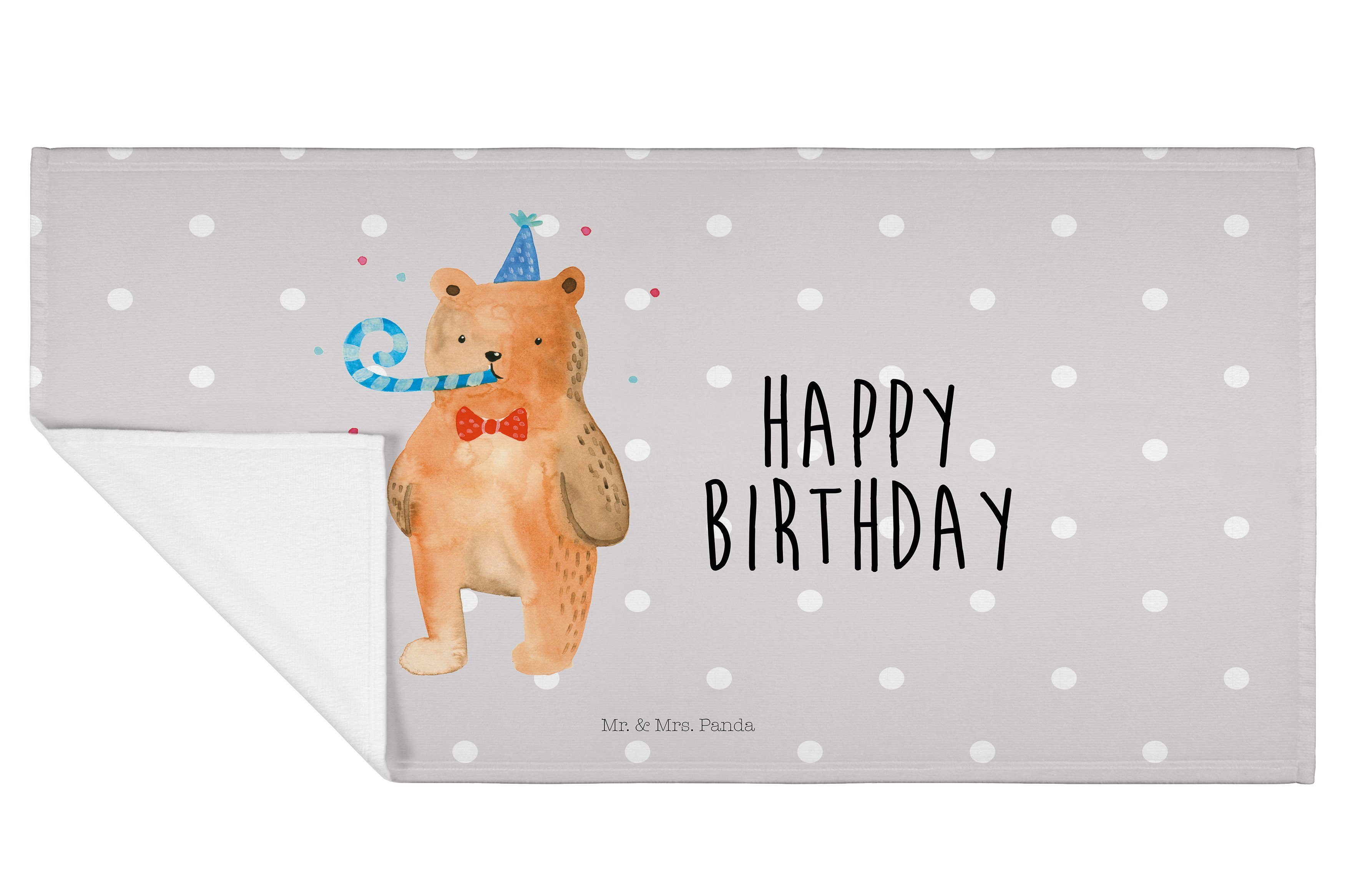 Birthday Pastell Grau Handtuch Bab, Mrs. Panda Birthday, Geschenk, Handtuch, & - (1-St) - Mr. Bär Happy