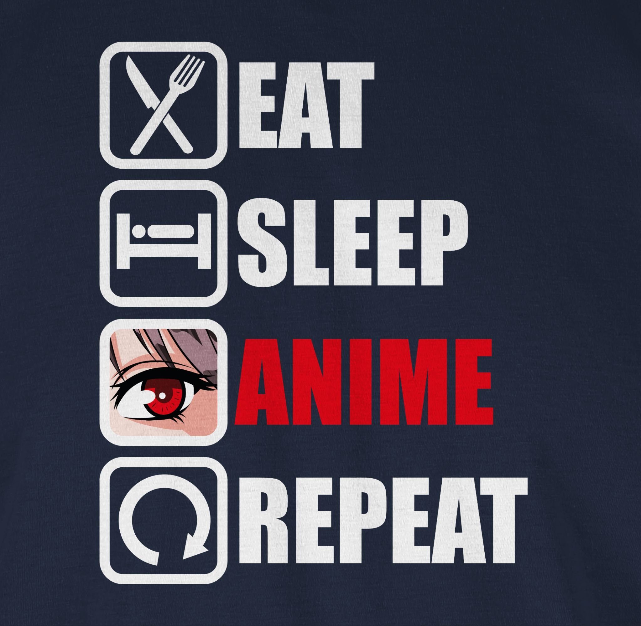 Shirtracer T-Shirt Eat sleep Anime repeat - Manga Japan Anime Geschenke
