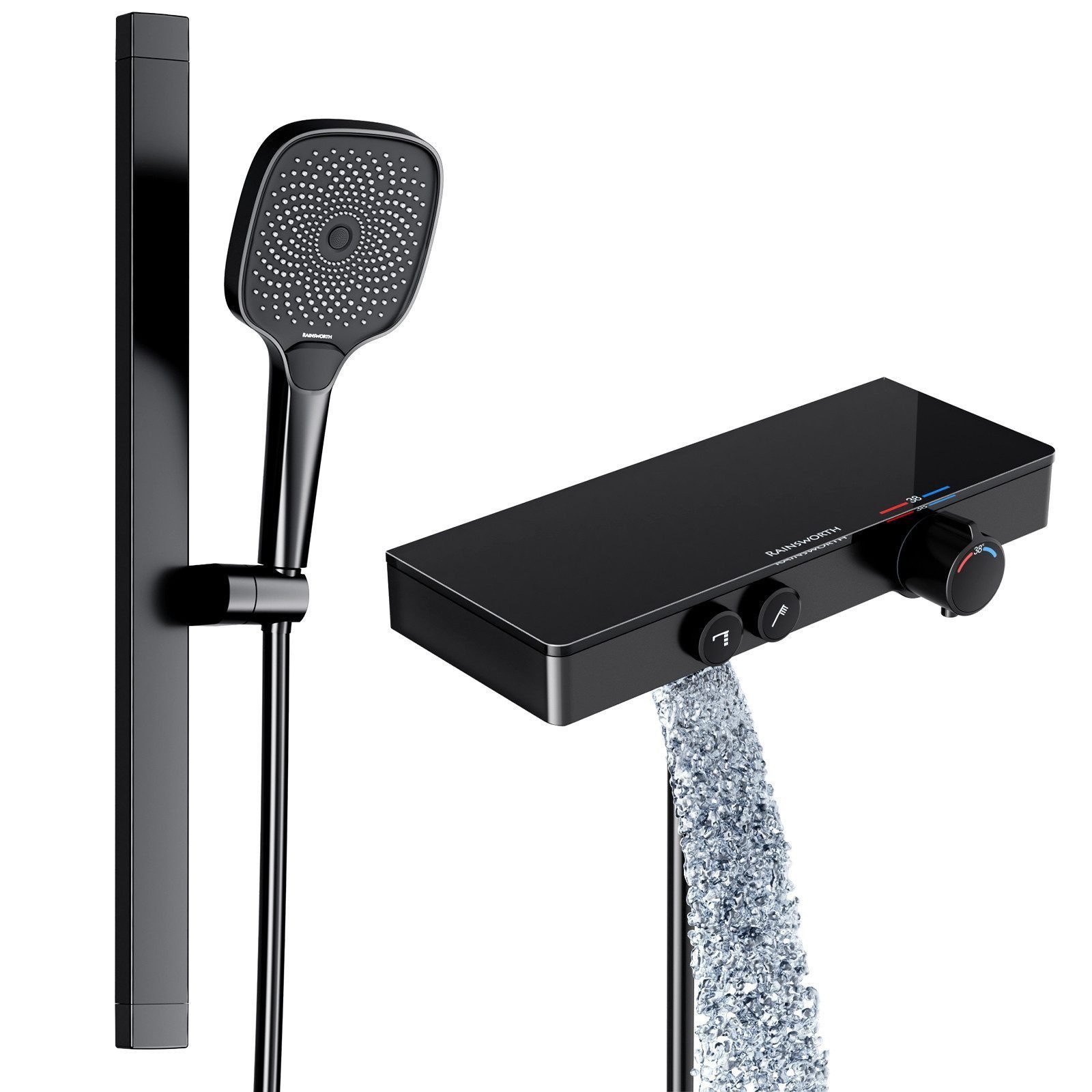 Rainsworth Duschsystem mit Thermostat und Glasablage, 3 Strahlart(en), 26x2 günstig online kaufen