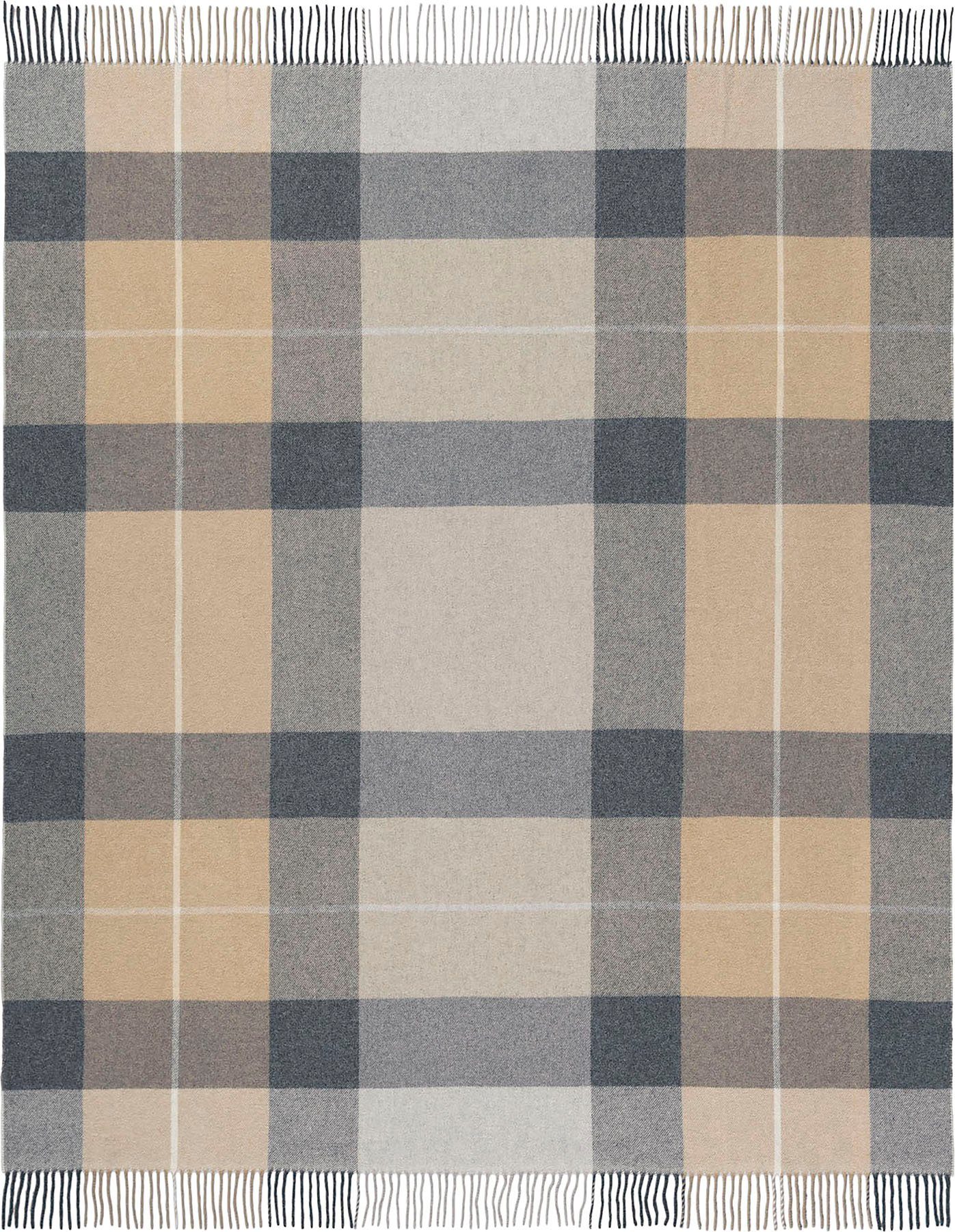 Kuscheldecke Biederlack, im beige/grau/braun Plaid, Karo-Look,