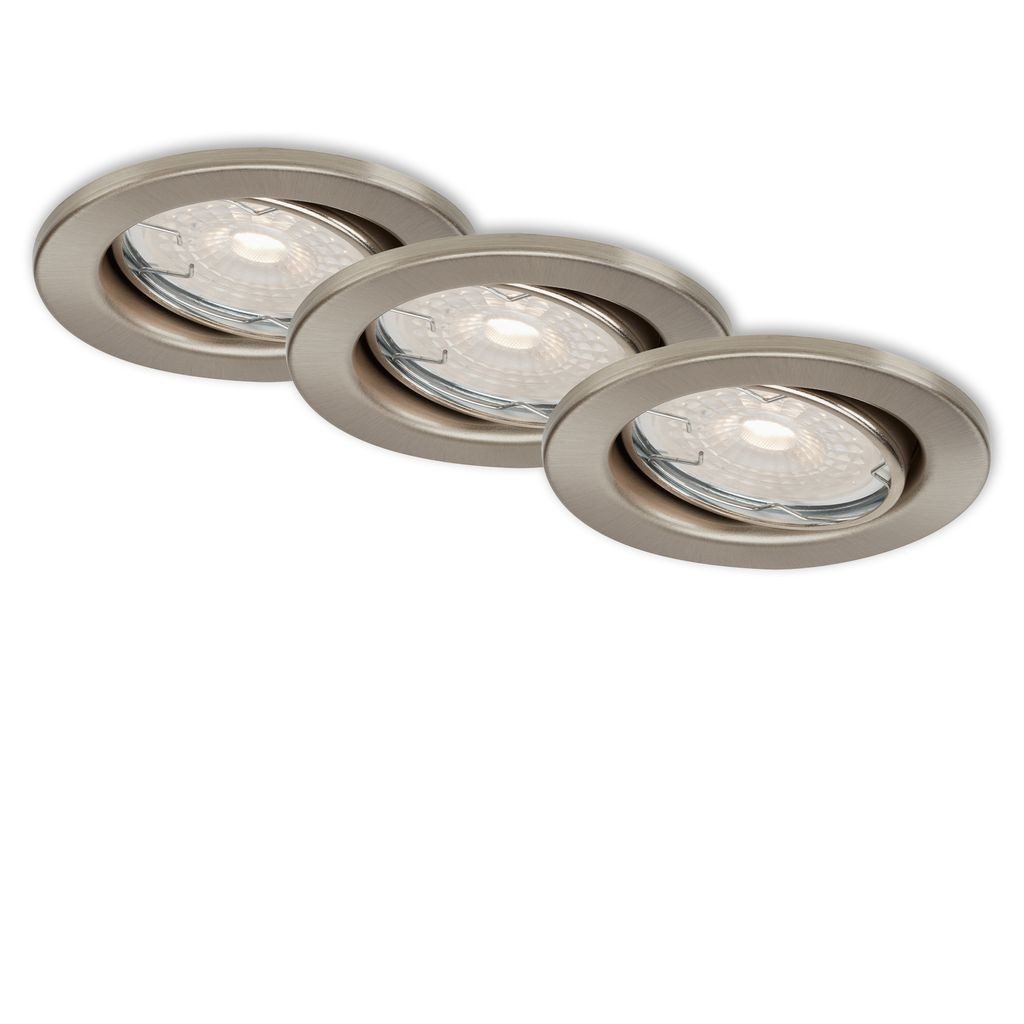 Briloner Leuchten LED Einbaustrahler 7256-032, Dimmfunktion, LED wechselbar, 2700K - Extra-Warmweiß, matt-nickel, GU10, Einbaustrahler, Einbauspot