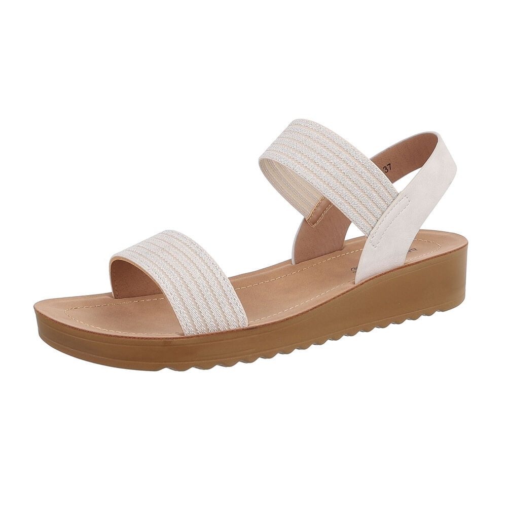 Ital-Design Damen Freizeit Riemchensandalette (86345112) Keilabsatz/Wedge Keilsandaletten in Hellgrau
