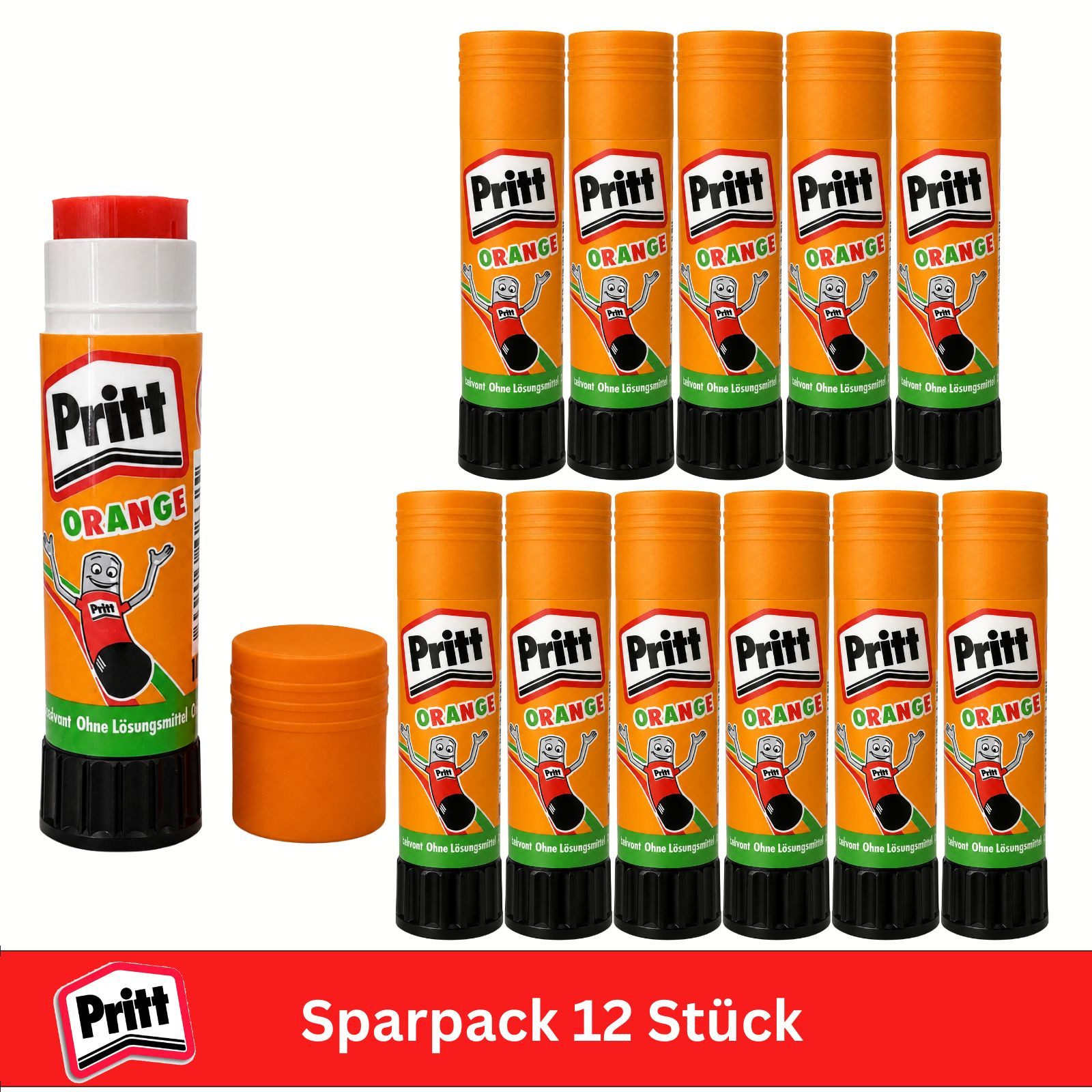 PRITT Klebestift Orange 12x 10g, (Multipack, 12-tlg)