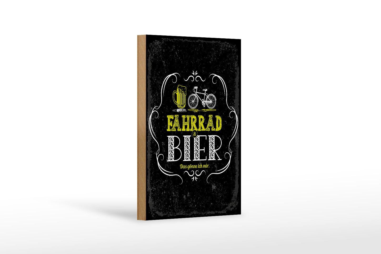 Femer GmbH Holzbild Spruch 12x18 cm Fahrrad und Bier das gönne ich mir, (1 St), Glatte Holzfaserplatte (MDF), vorn beschichtet
