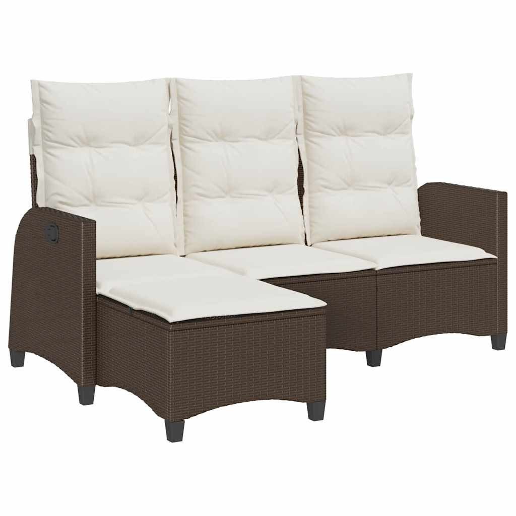 vidaXL Loungesofa Gartensofa mit Liegefunktion Kissen L-Form Braun Poly Rattan, 1 Teile