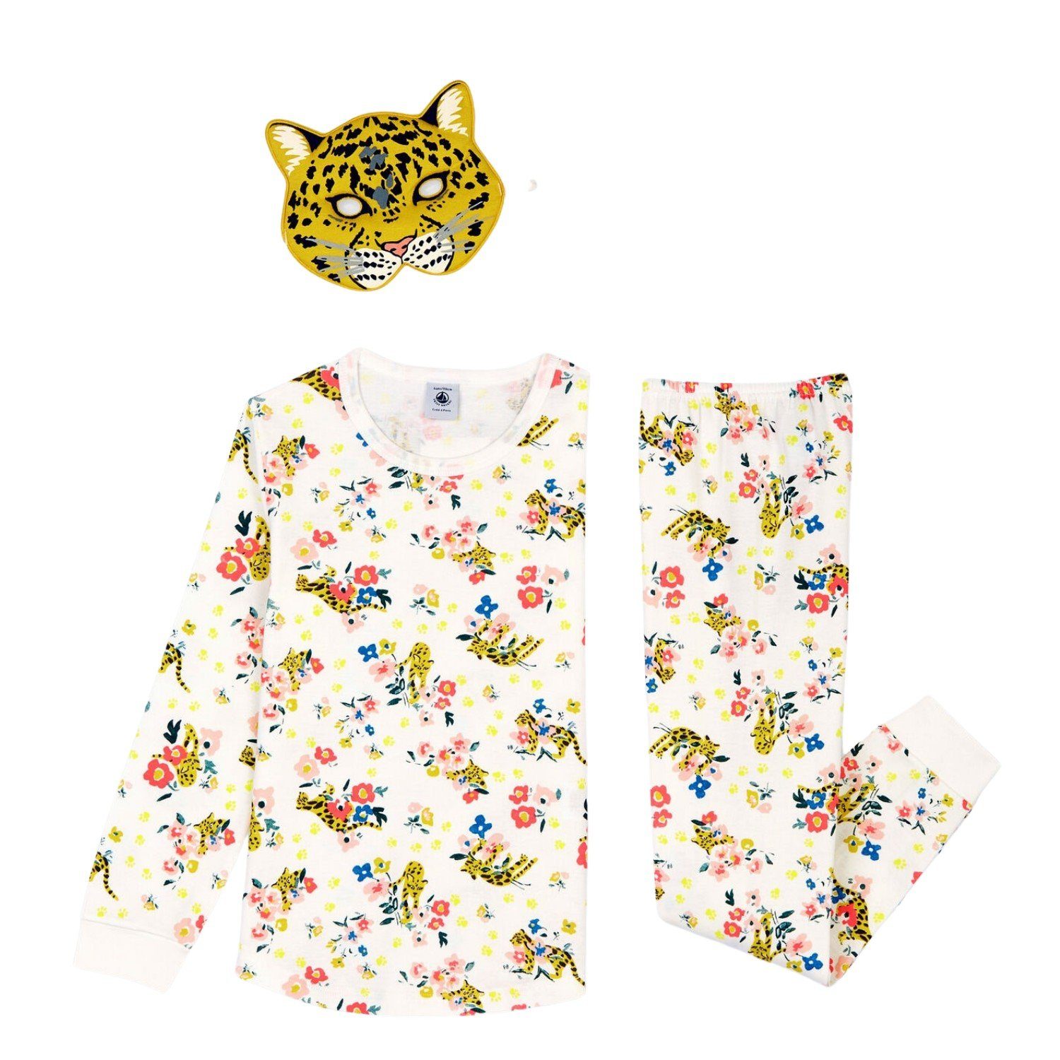 leuchtendem für Leopardenprint Bateau Pyjama Petit Bateau Mädchen mit Schlafanzug Petit