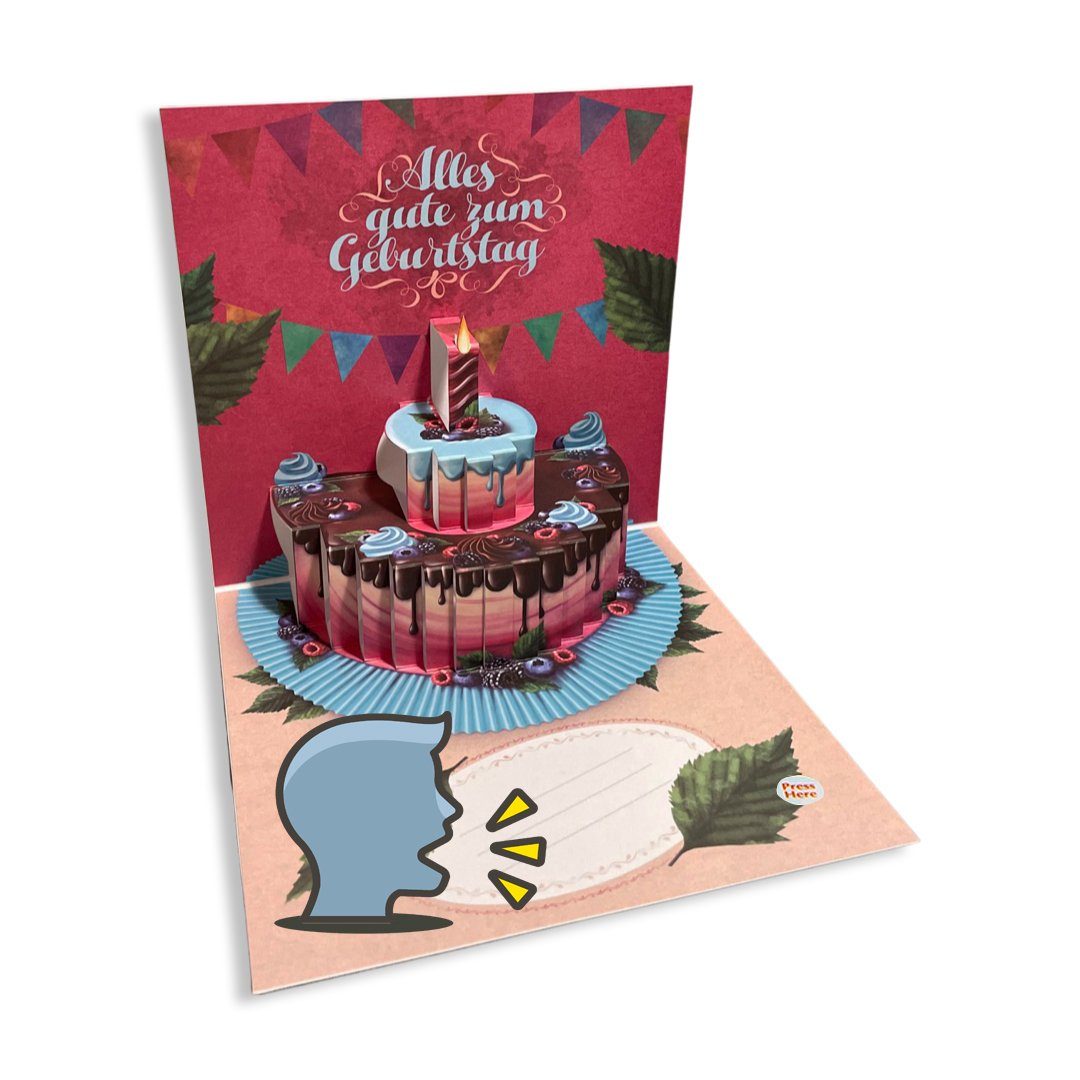 Geburtstag 3D Torte Glückwunschkarte Aufnahme17x17cm UNIQARD® Glückwunschkarte Außergewöhnliche mit zum Geburtstagskarte UNIQARD Grußkarte