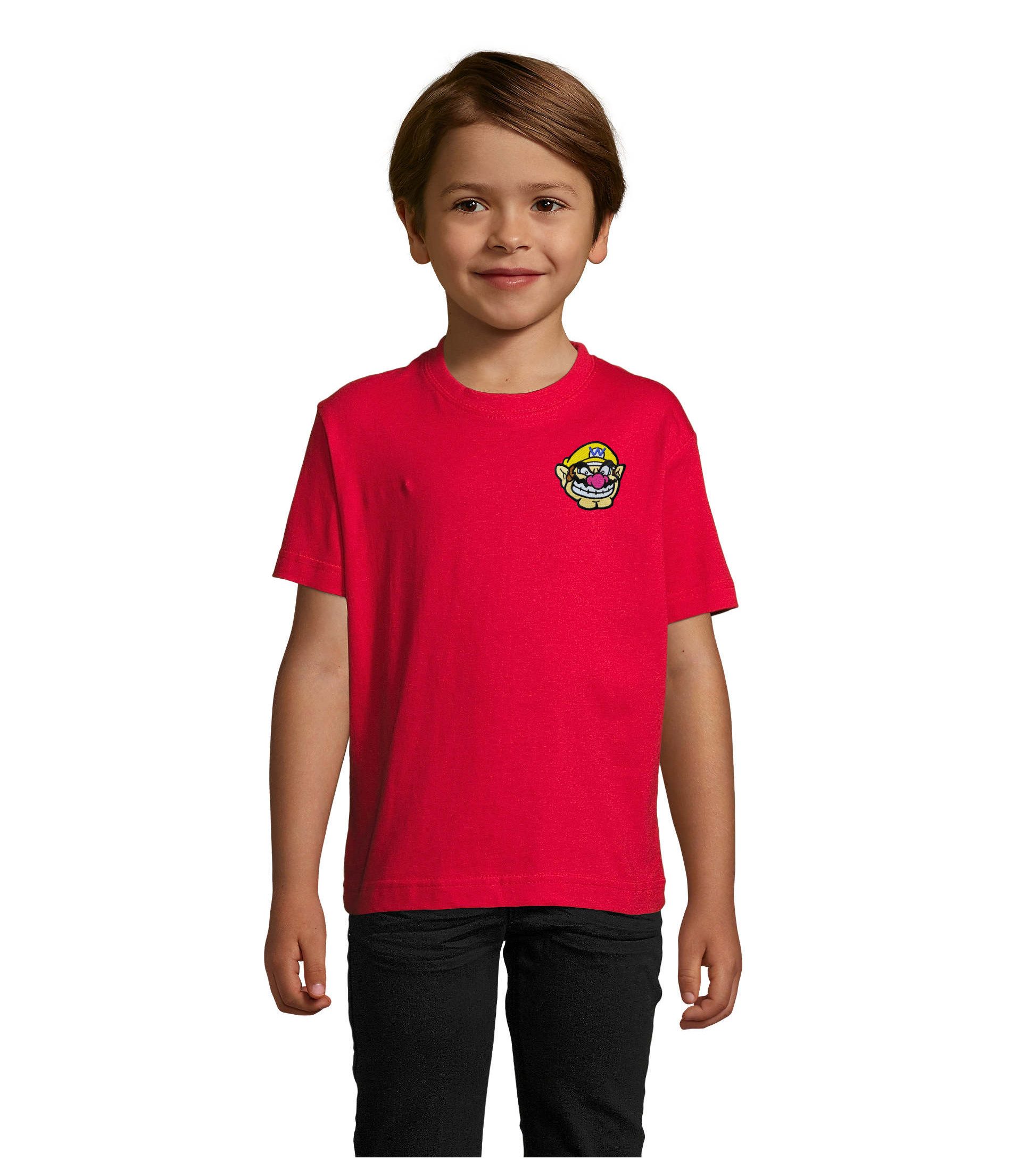 Blondie & Brownie T-Shirt WarioPatch Kinder T Shirt Gaming Motiv Baumwolle Freizeitlook Alltage (Einzelshirt, Einzelartikel) Wario Patch K Tee Retro Pixel Kids