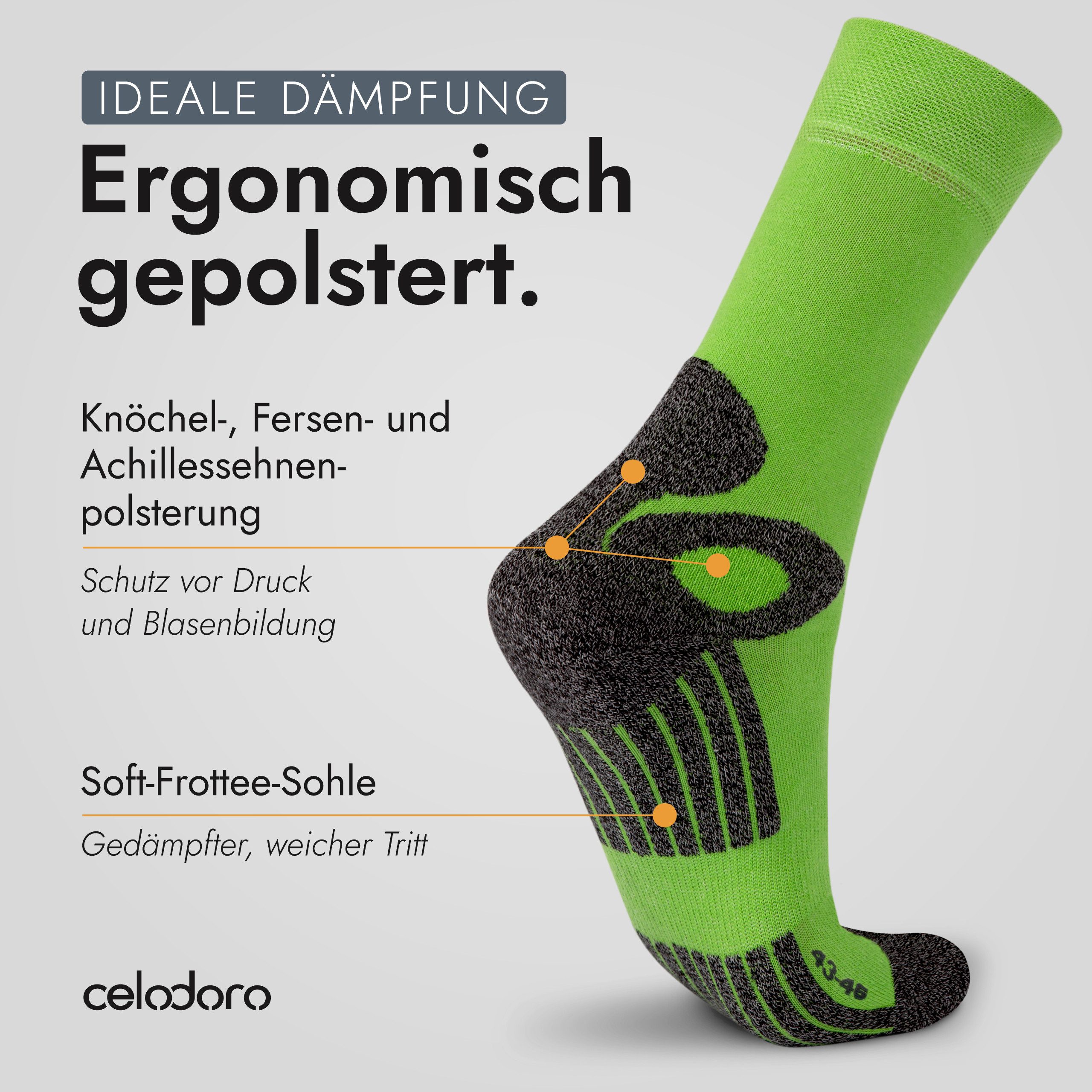 celodoro Arbeitssocken 4 Paar Wandersocken, Arbeitssocken & Sportsocken Anti-Schweiß