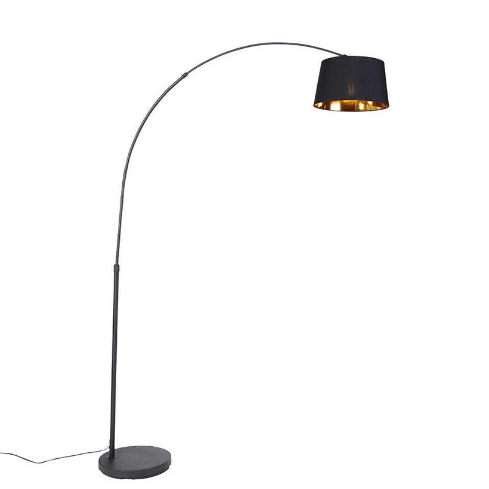 Qazqa Stehlampe Arc-basic, ohne Leuchtmittel, E27, Schwarz, Modern, Stahl, 1-flammig