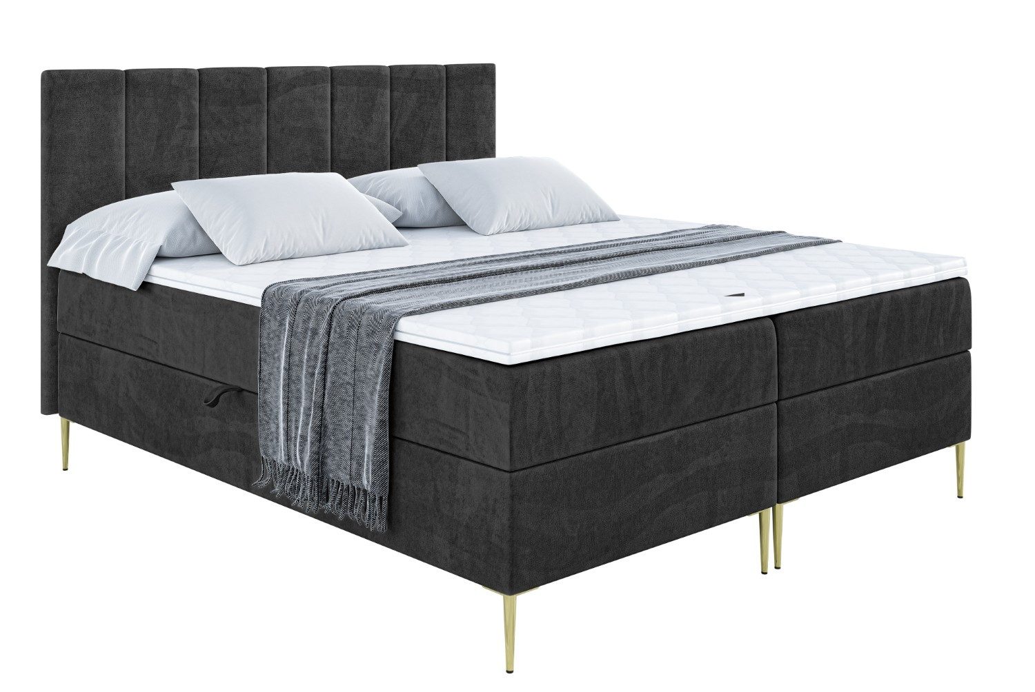 ALTDECOR Boxbett MOETI-F (Multipocket-Matratze H4, H3 Matratze Bonellfederung, Topper, Kopfteil)