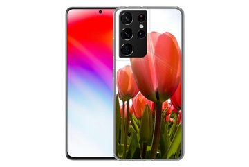 MuchoWow Handyhülle Blumen - Tulpen - Sonne, Phone Case, Handyhülle Samsung Galaxy S21 Ultra, Silikon, Schutzhülle