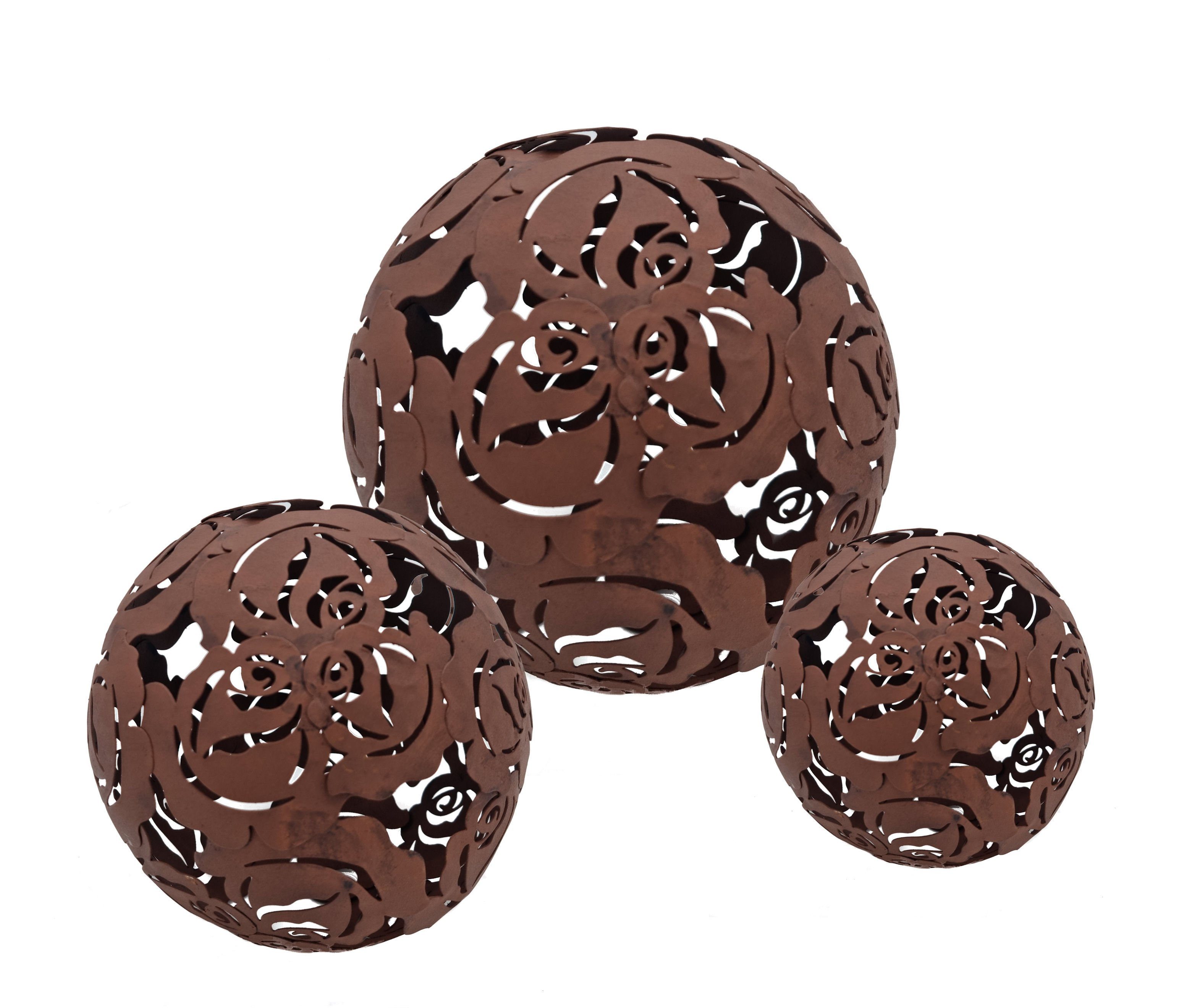 Dekokugel Metall Deko Rostkugeln - 3er Set / 20 / 15 / 10 cm
