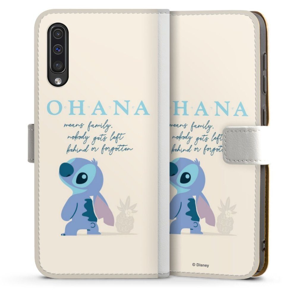 DeinDesign Handyhülle Lilo & Stitch Offizielles Lizenzprodukt Disney Ohana Stitch, Samsung Galaxy A50 Hülle Handy Flip Case Wallet Cover