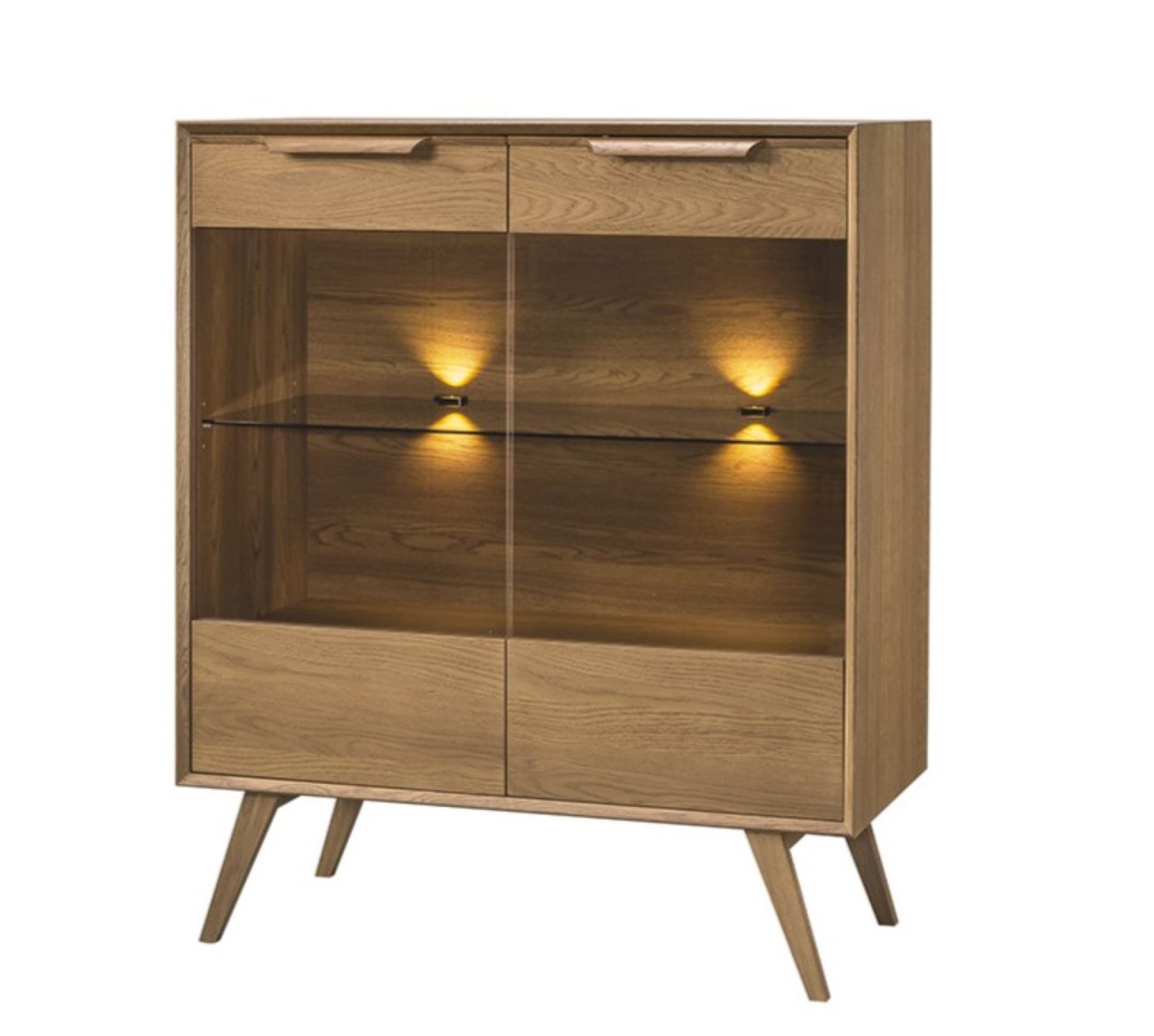 99rooms Vitrine Lion (Standvitrine, Wohnmöbel) mit viel Stauraum, LED-Beleuchtung, Soft-Close, aus Massivholz