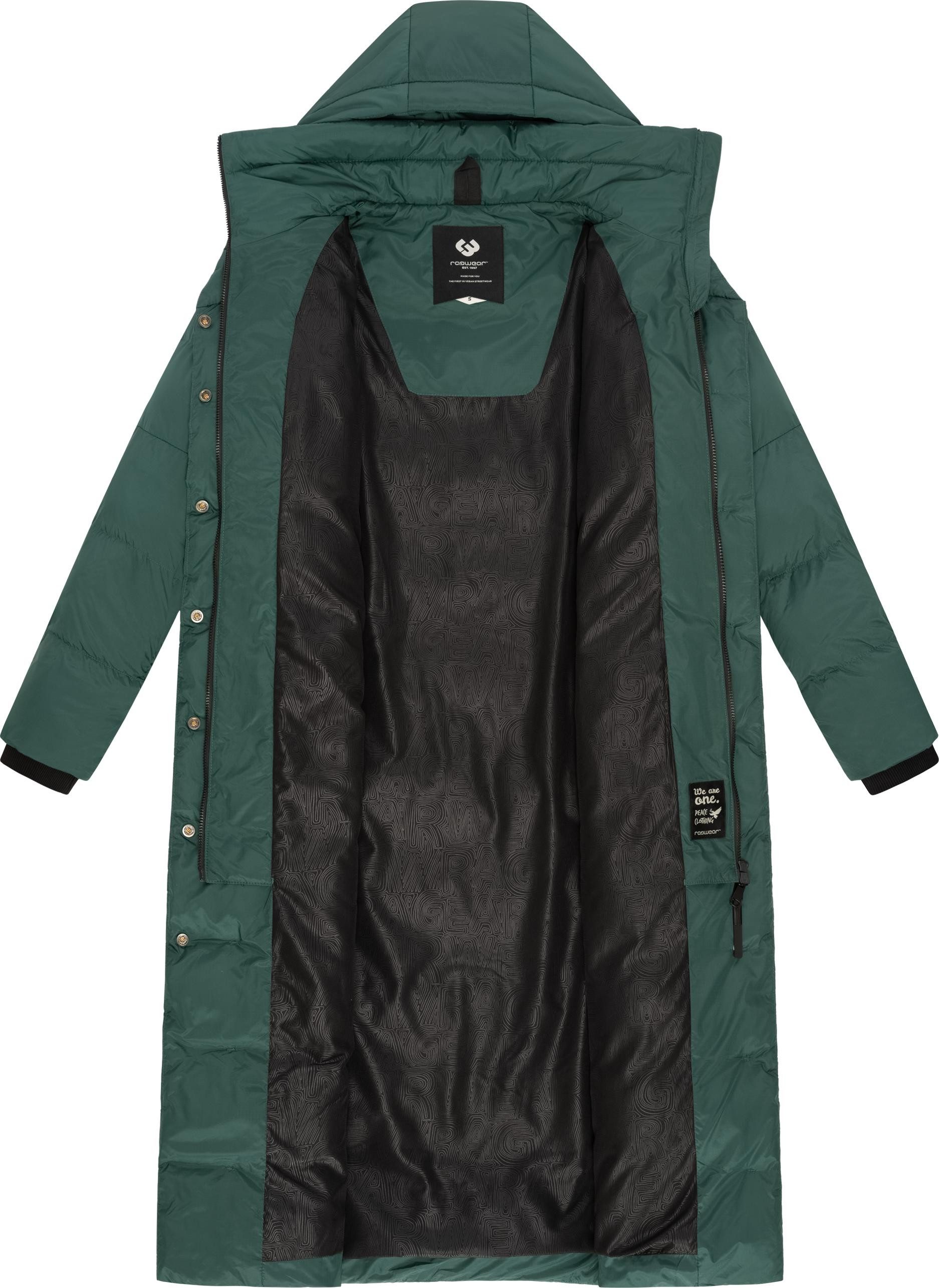 Ragwear Steppmantel Niara Long Gesteppter langer Damen Mantel mit Bindeband