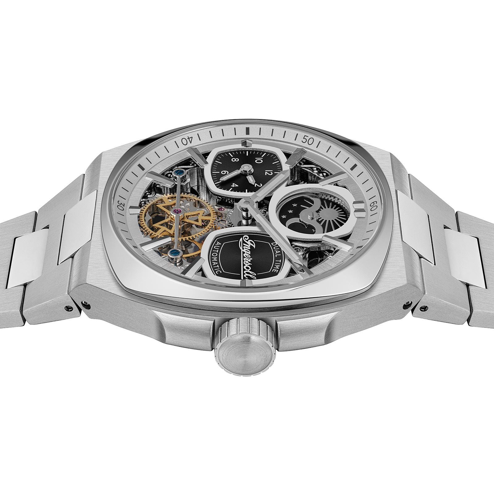 Ingersoll Quarzuhr Ingersoll Herrenuhr Edelstahl silber, (Analoguhr), Herren Armbanduhr rund, Edelstahlarmband silber, Sport