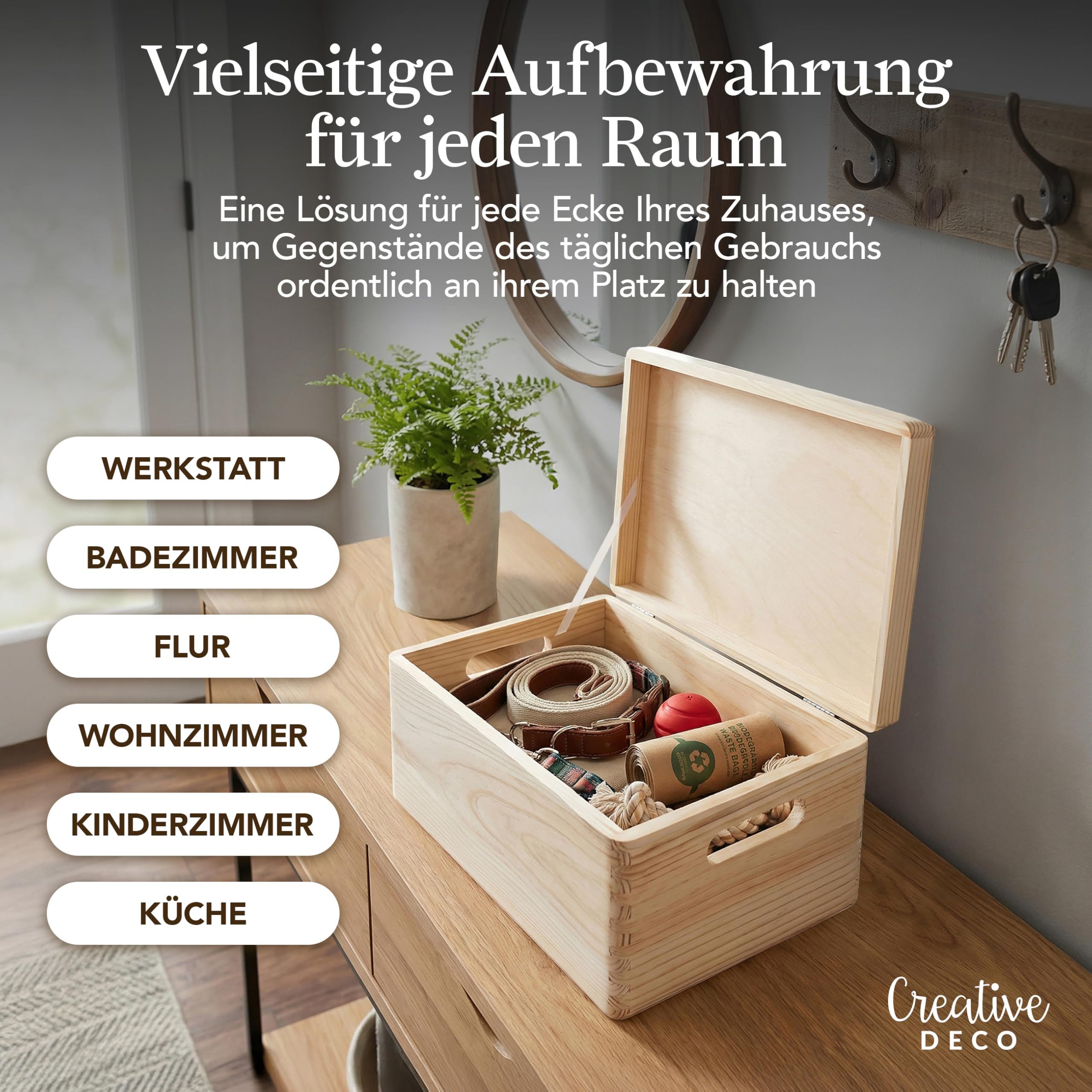 Creative Deco Holzkiste mit Deckel 30x20x14 cm (1cm) Erinnerungsbox – Bild 4 von 5