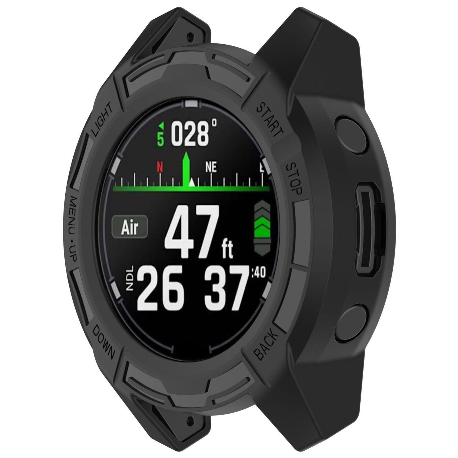 Wigento Smartwatch-Hülle Für Garmin Descent G2 Armor TPU Watch Schutz Gehäuse Hülle Schwarz, Halbseitiger TPU Schutz, leicht und langlebig
