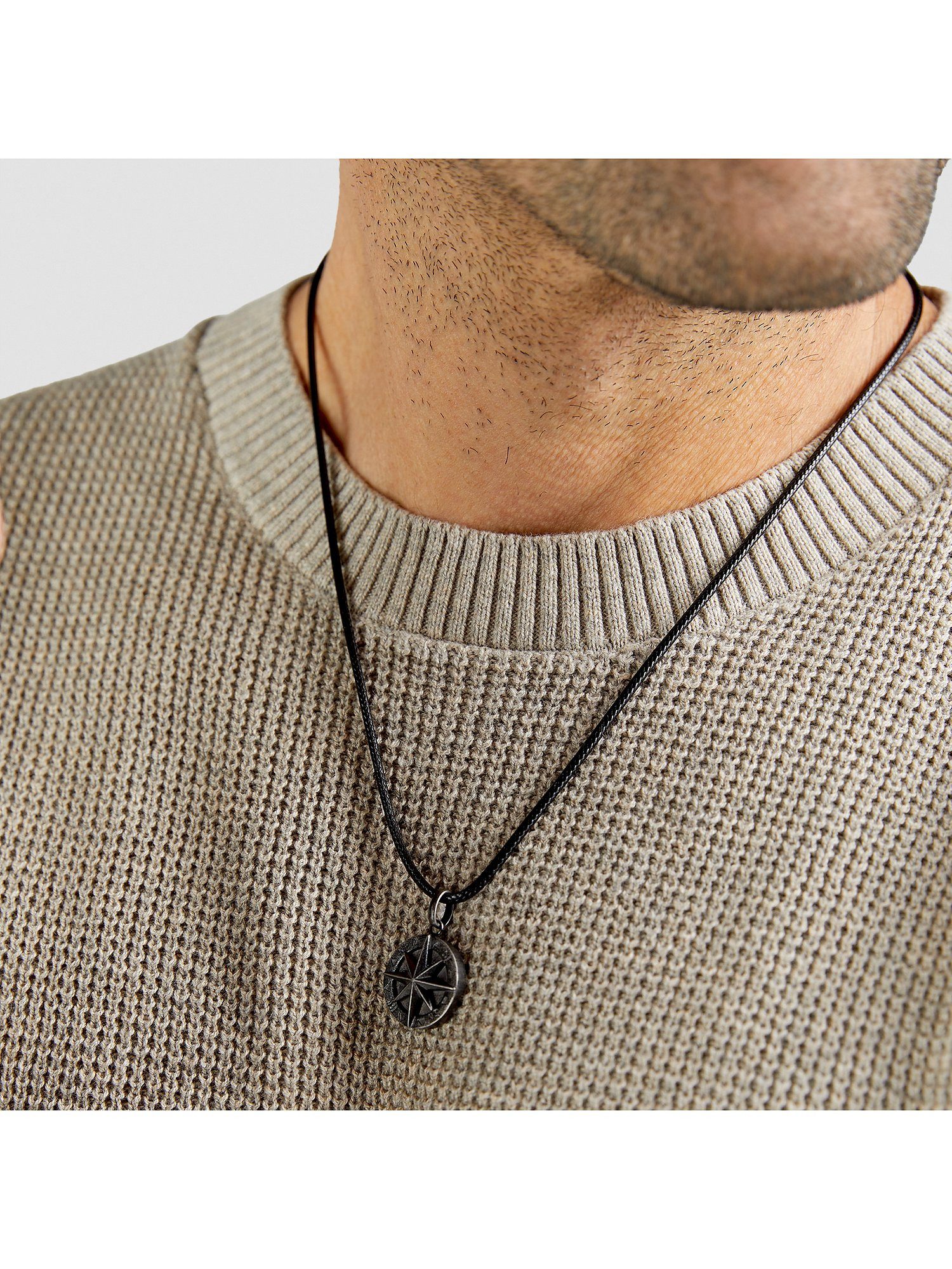 s.Oliver Silberkette S.Oliver Herren-Kette Edelstahl, Leder