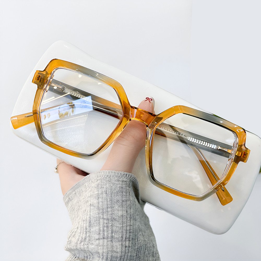 Lesebrille Damen Herren Sechseckige Oversized Anti Blaulicht