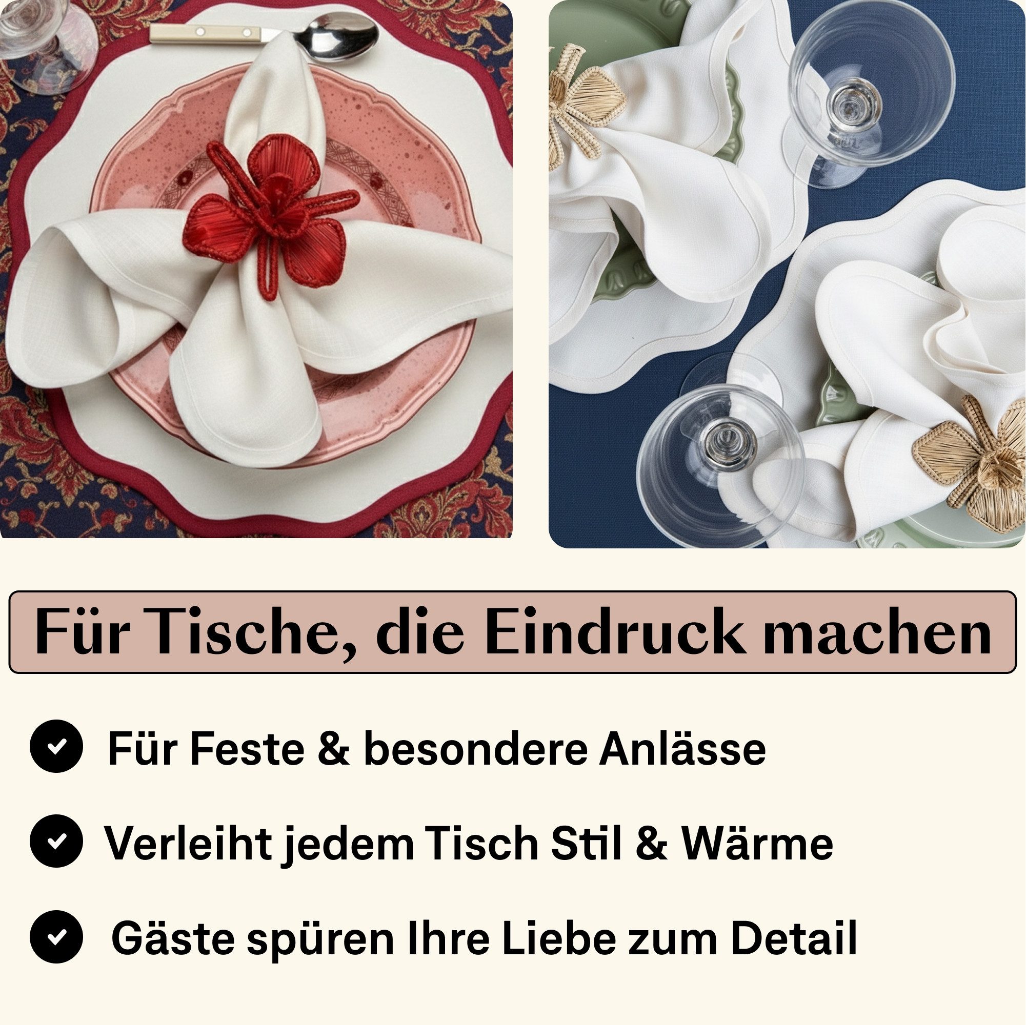 Seralino Stoffserviette 100% Bio-Baumwolle, (Set, 12 St., Wiederverwendbar), 40x40 cm & 45x45 cm