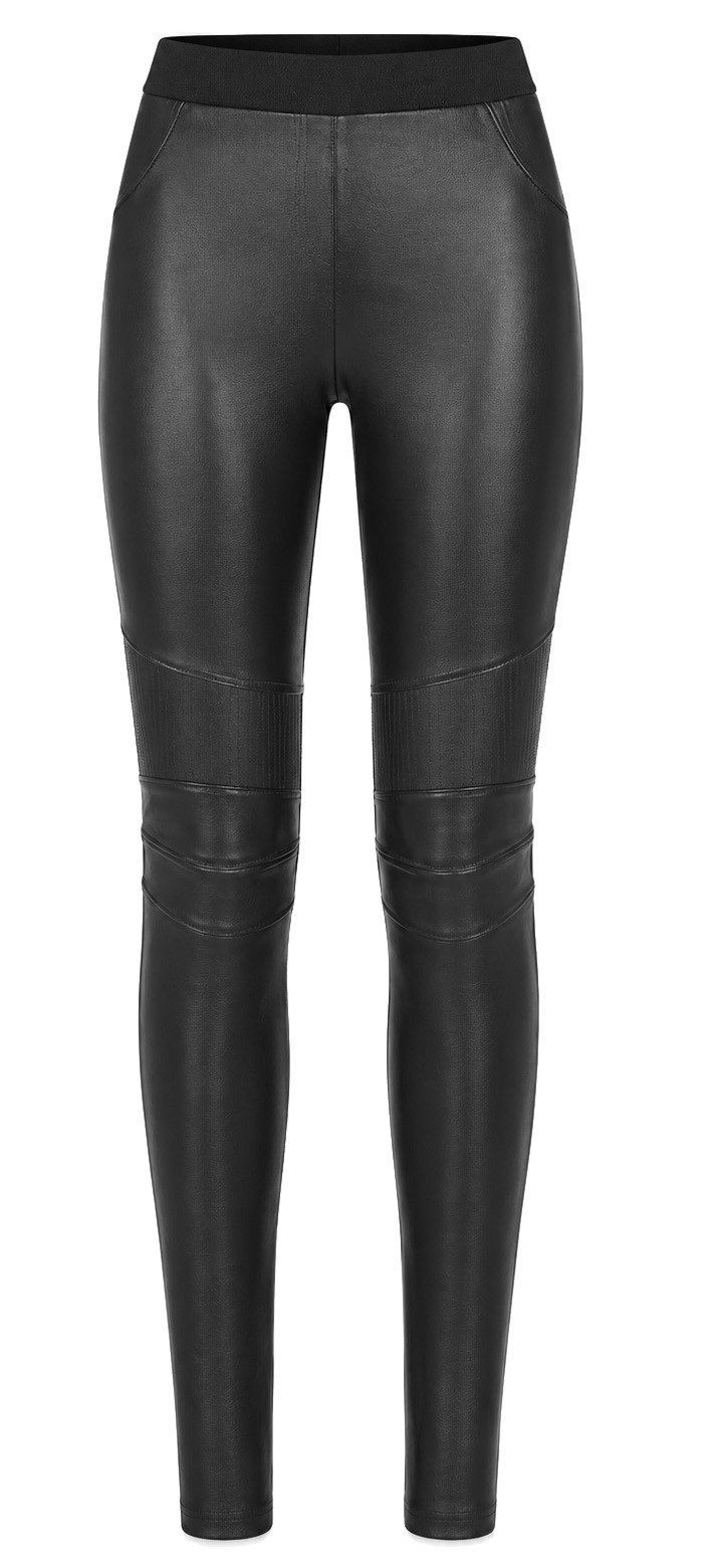 Leggings in Leder-Optik mit Ziernähten