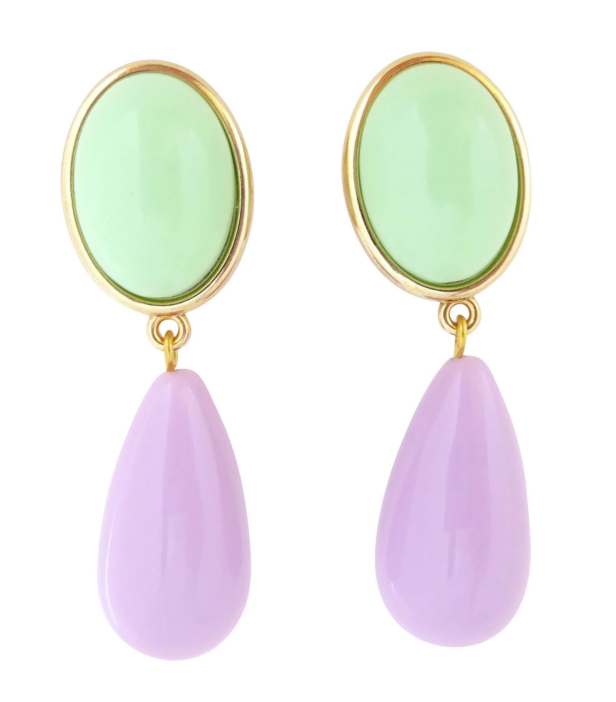 Mugello Paar Ohrclips Viola Clips mint-flieder bunt trendig Pastell modisch, made in Germany Designer JustWin, Statementohrringe