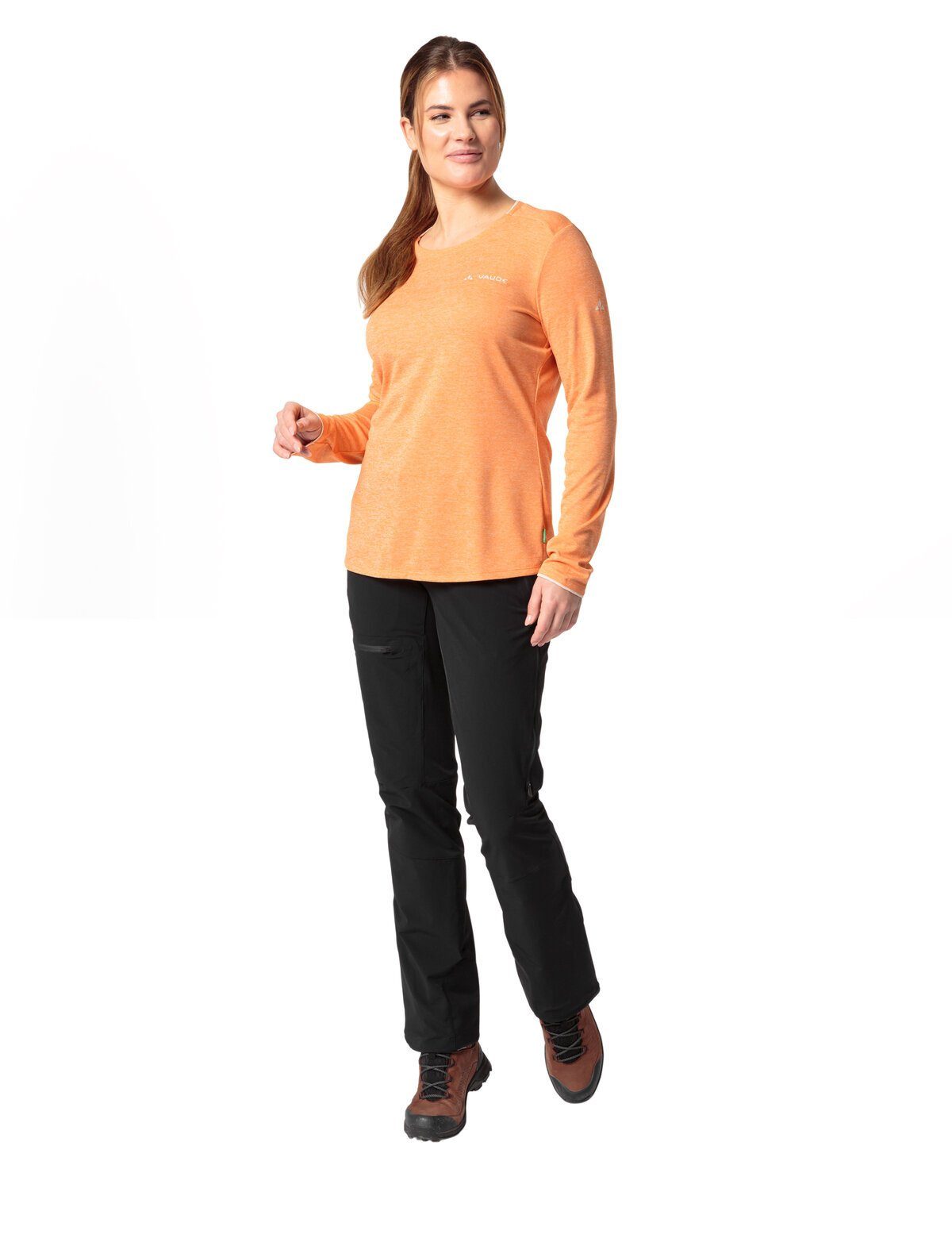 VAUDE T-Shirt Women's Essential LS Knopf orange (1-tlg) Grüner sweet T-Shirt