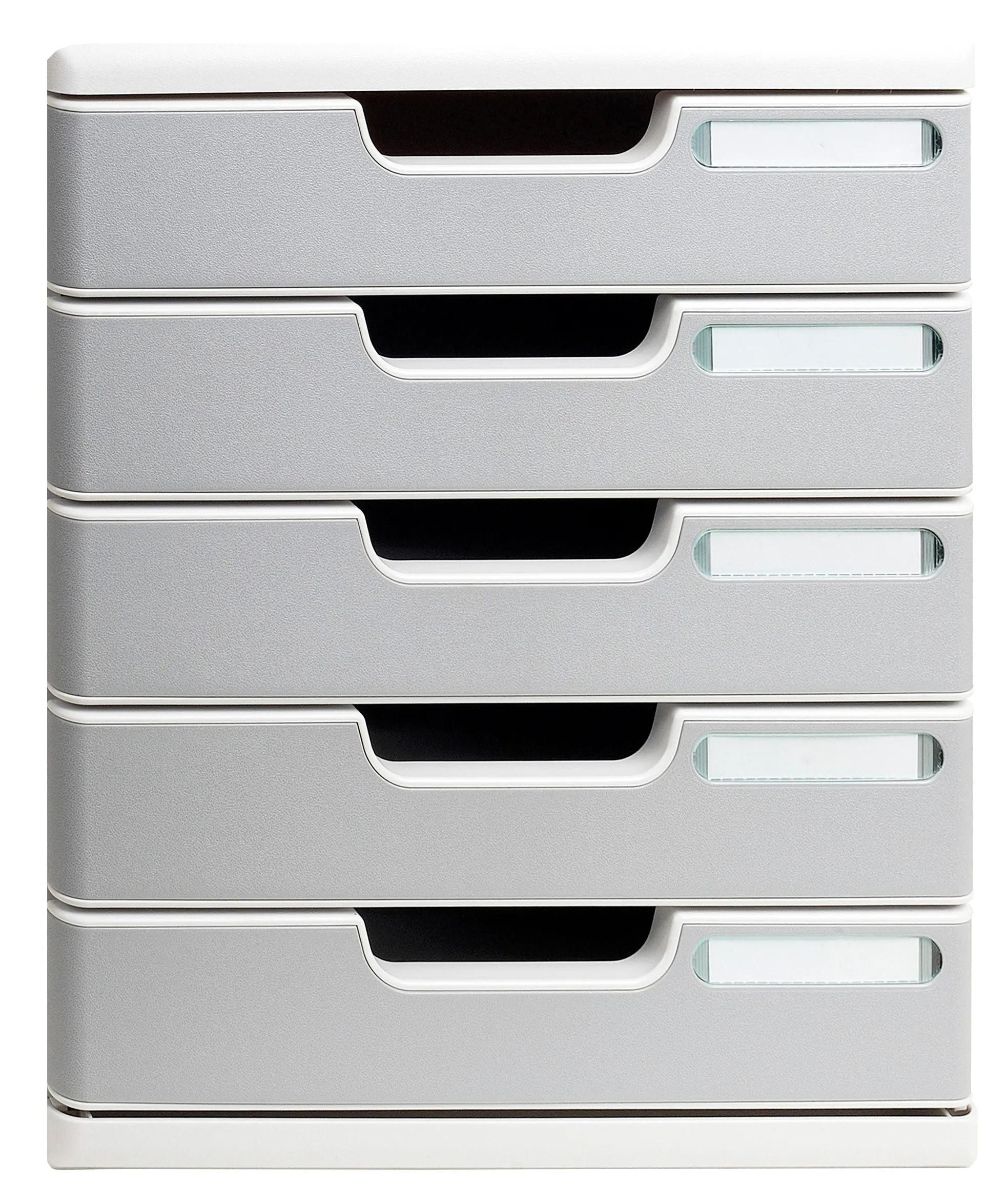 EXACOMPTA Schubladenbox Modulo A4, 5 geschlossene Schubladen, Office - Steingrau - 301041D, Boxen modulierbar