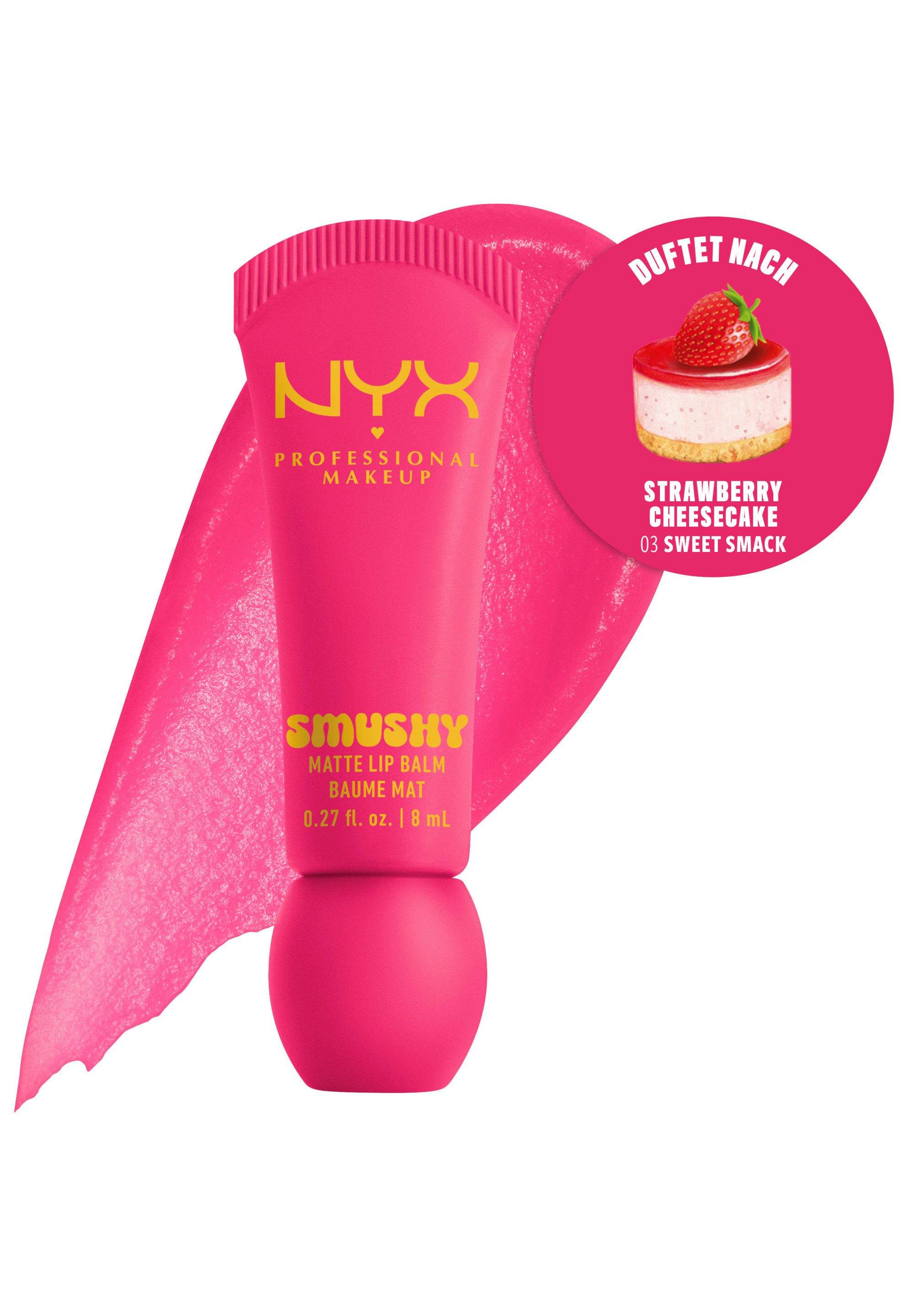 NYX PROFESSIONAL MAKEUP Lippenbalsam SMUSHY MATTE LIP BALM, jeder der Farbtöne hat einen einzigartigen, süßen Duft