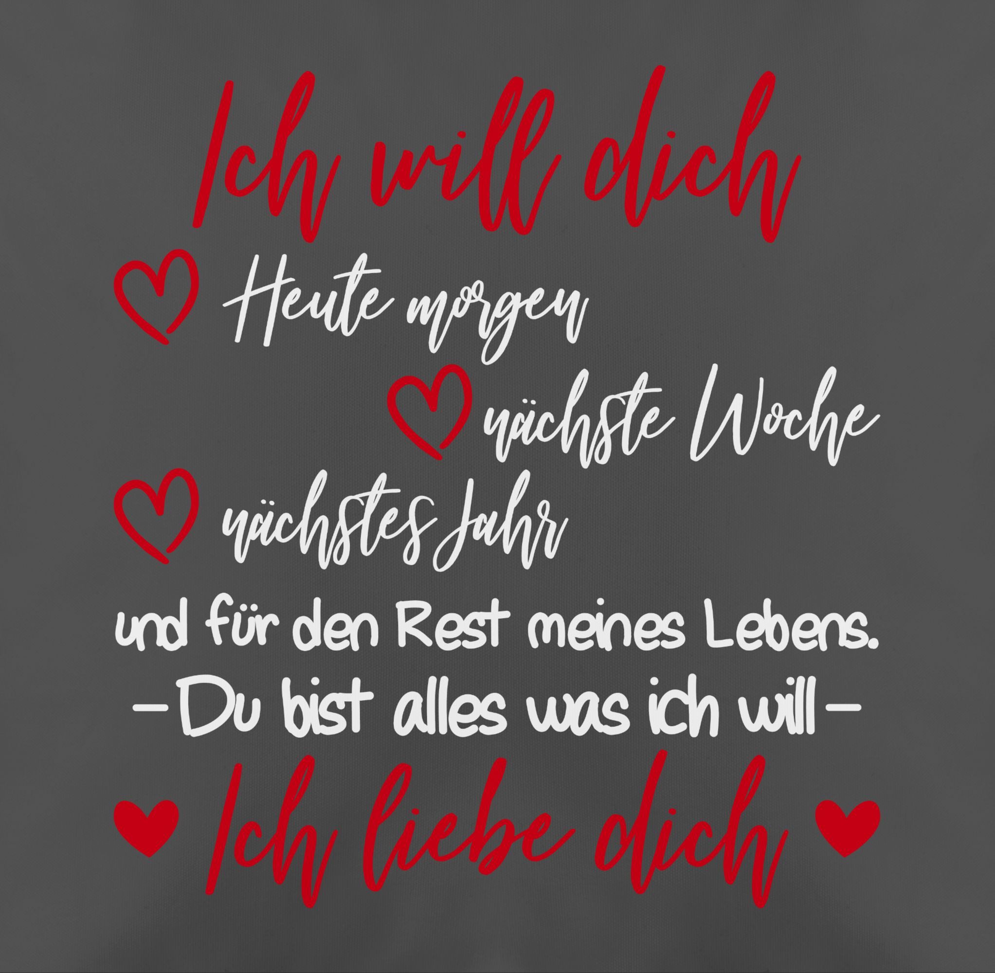 Shirtracer Dekokissen Ich will dich Ich liebe Dich - Partner Geschenke für Männer Weihnachte, Dekokissen Valentinstag Geschenk – Bild 2 von 5