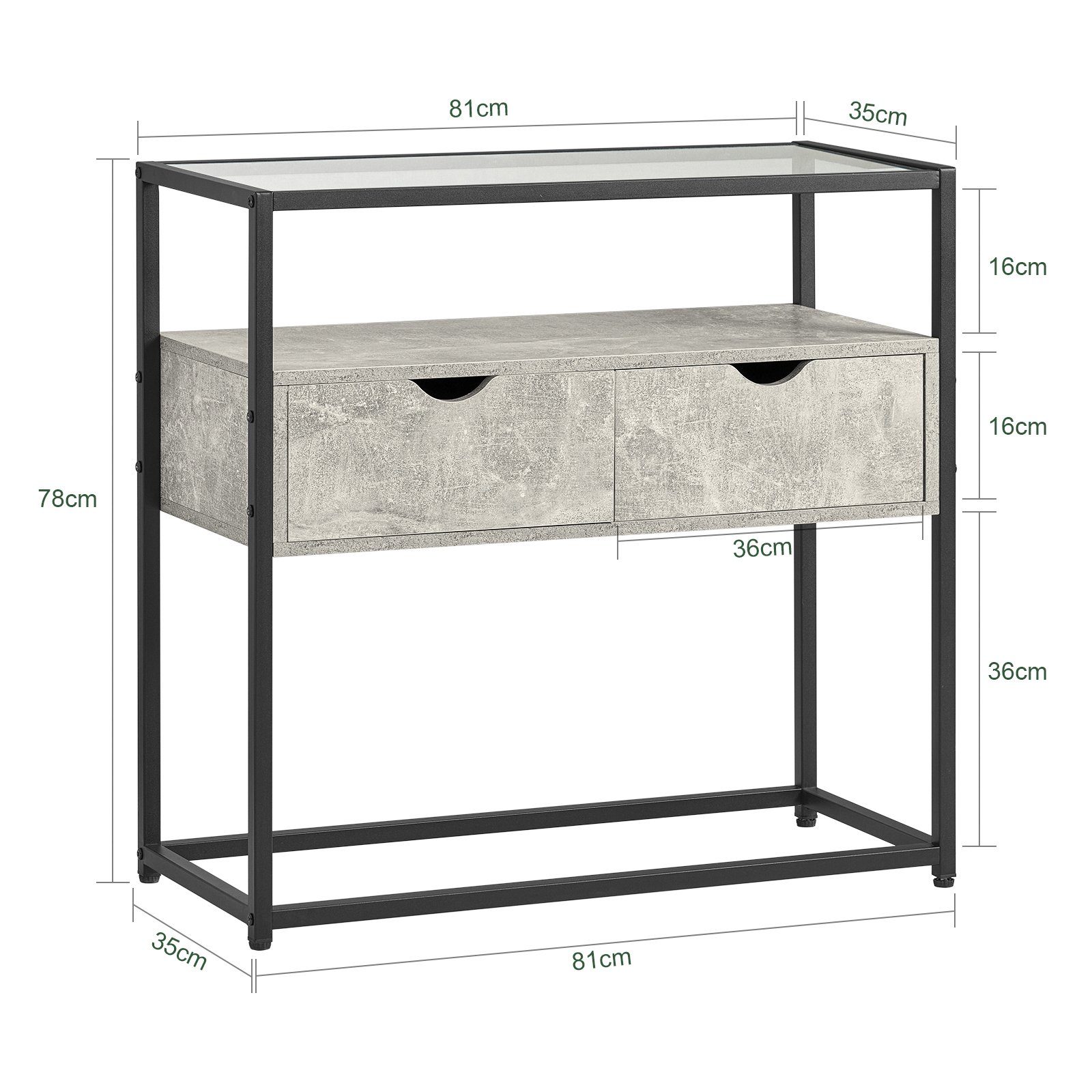 SoBuy Konsolentisch FSB54, schmal Flurtisch Dekotisch Beistelltisch hellgrau Sofatisch Sideboard