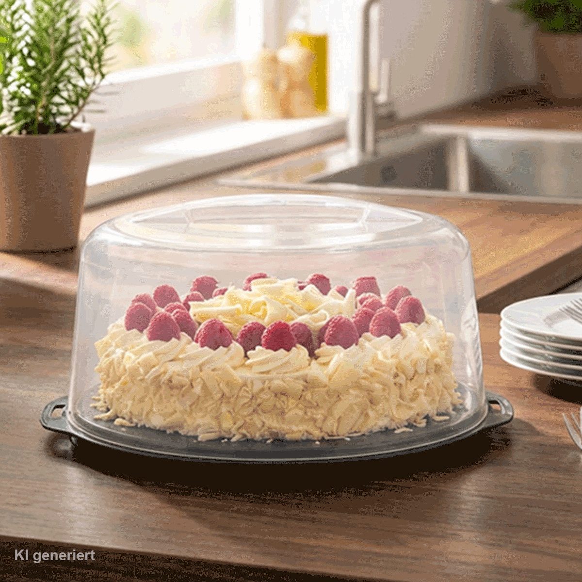 EUROHOME Tortenglocke Tortenbehälter mit Tragegriff - Tortenhaube mit Klickverschluss,(1-tlg., Kuchencontainer hoch 32 x 20 cm) Sichere Transportbox für Kuchen und Torten