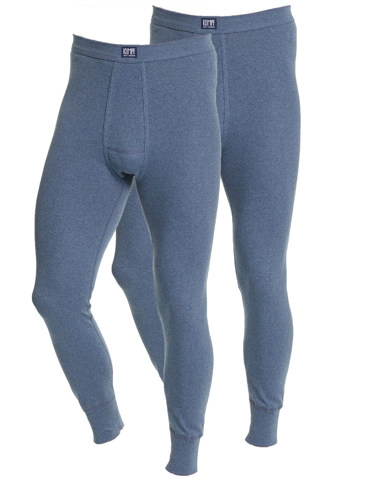 KUMPF Lange Unterhose 2er Sparpack Herren Unterhose Workerwear (Spar-Set, 2-St) mit eingriff blau-melange