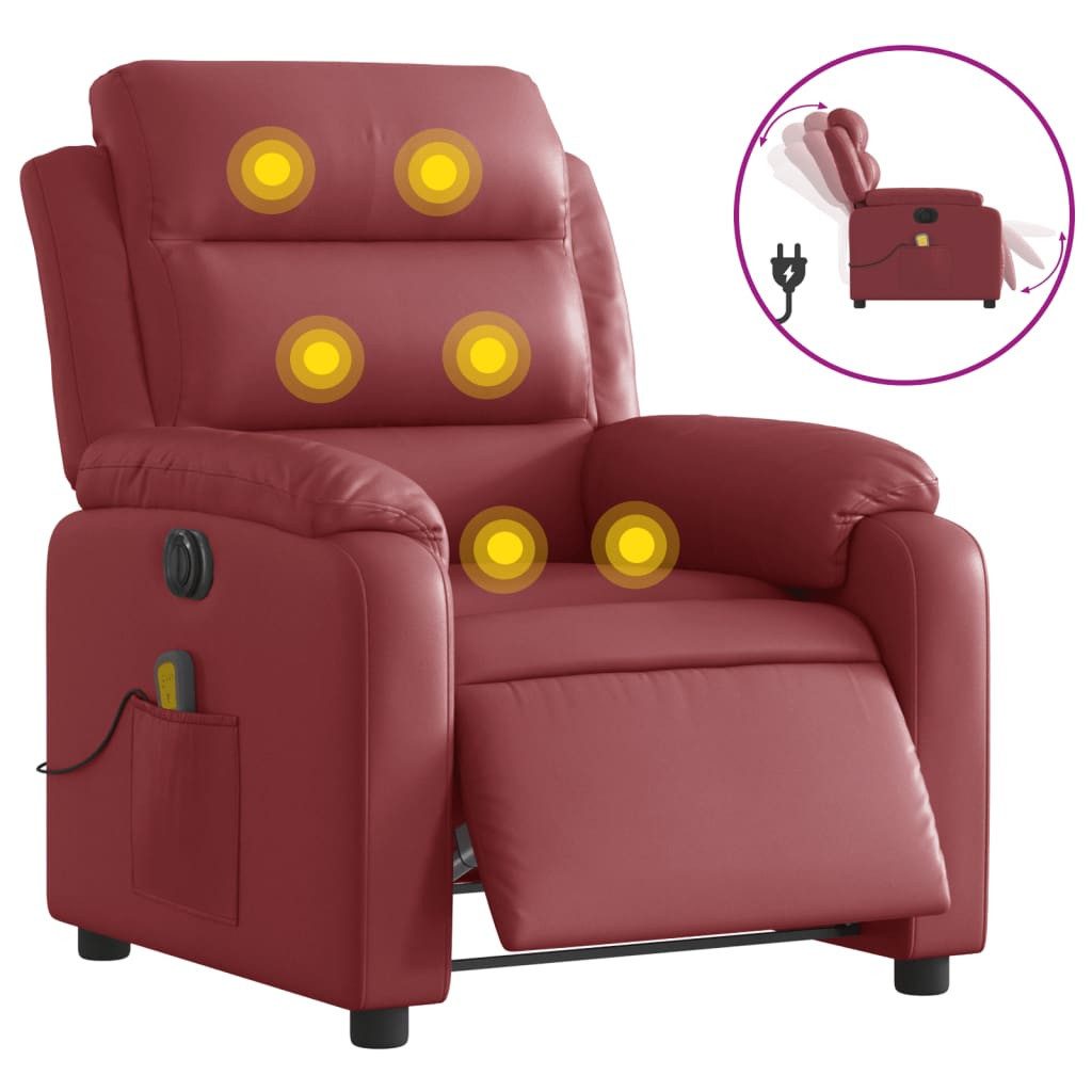 vidaXL Sessel Massagesessel Elektrisch Weinrot Kunstleder günstig online kaufen