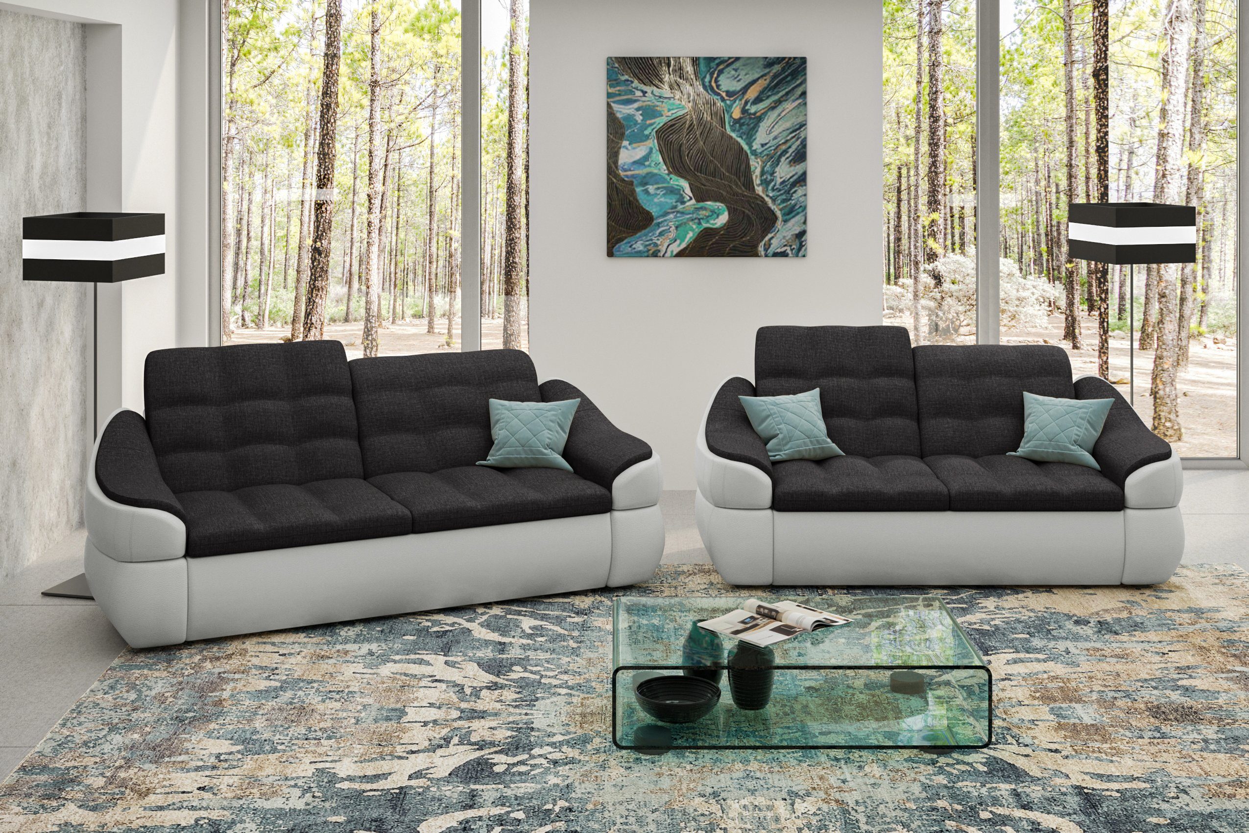 Stylefy Polstergarnitur Alisa, (Set (2-tlg), made und 2,5-Sitzer in 2-Sitzer bestehend Europa Sofa Modern Sofa, Design, aus