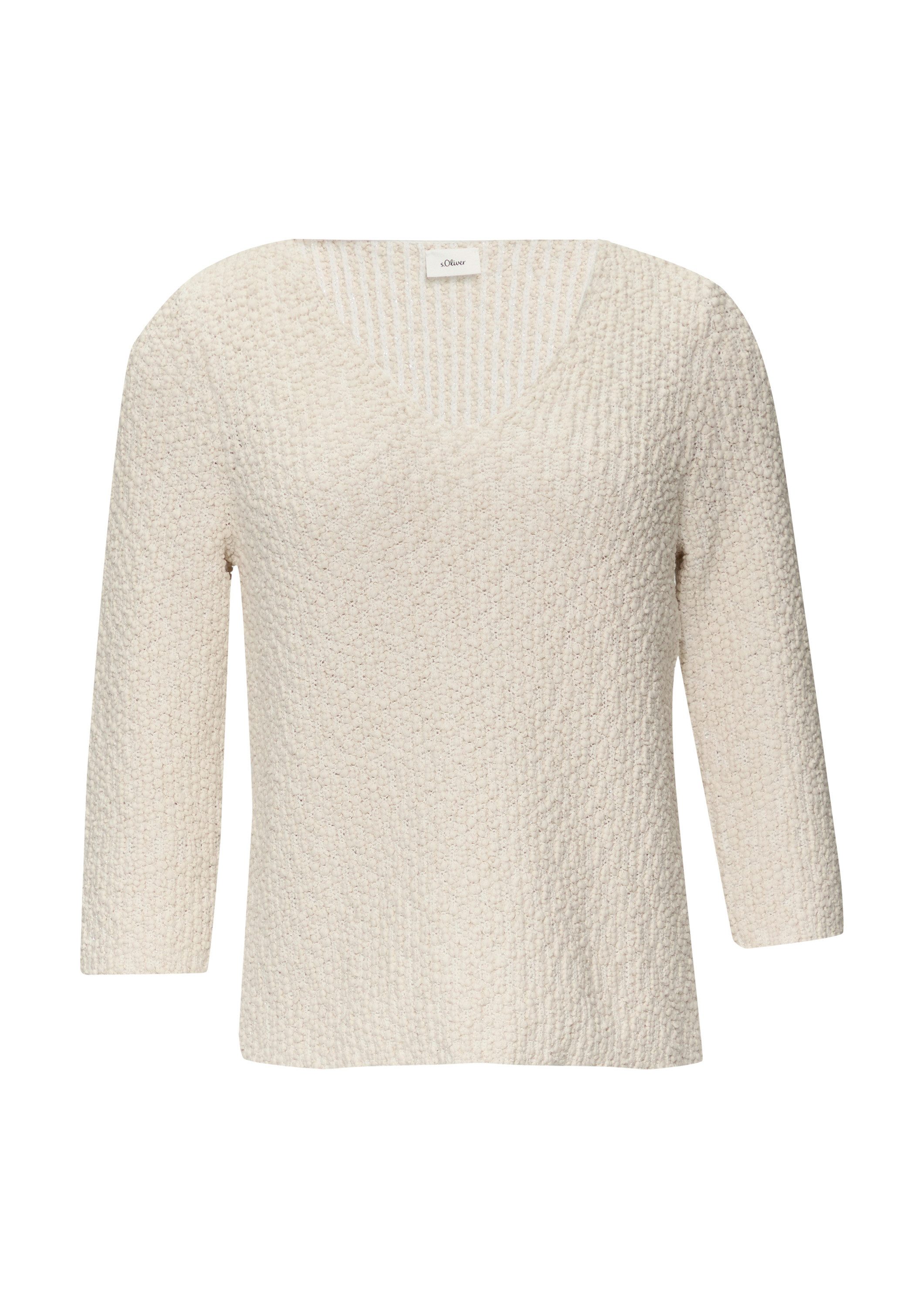 s.Oliver 3/4 Arm-Pullover Strickpullover Pullover mit Glitzergarn und 3/4-Ärmeln