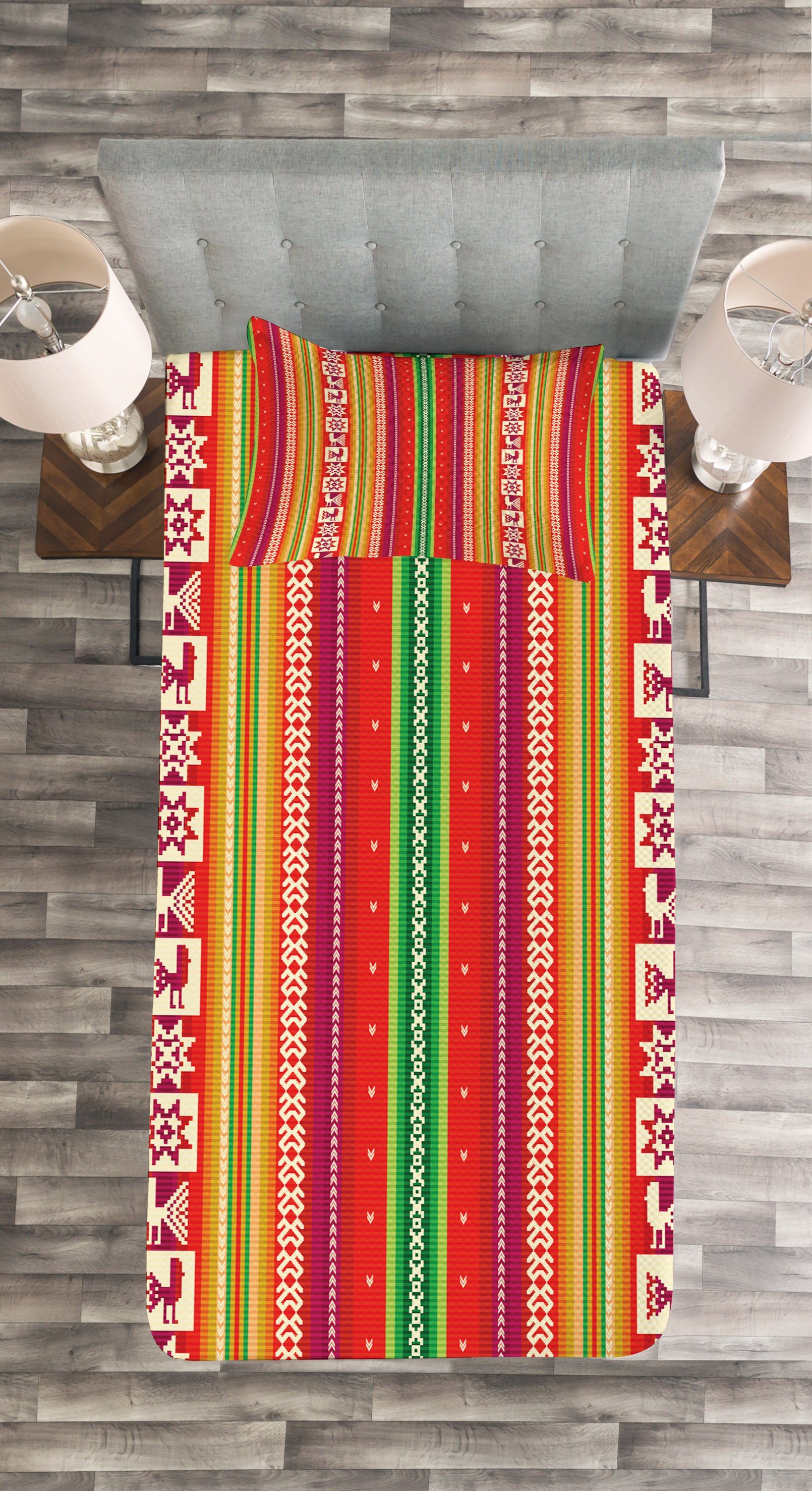 amerikanische Kissenbezügen Tagesdecke Aztec Bunt Set Waschbar, Abakuhaus, mit