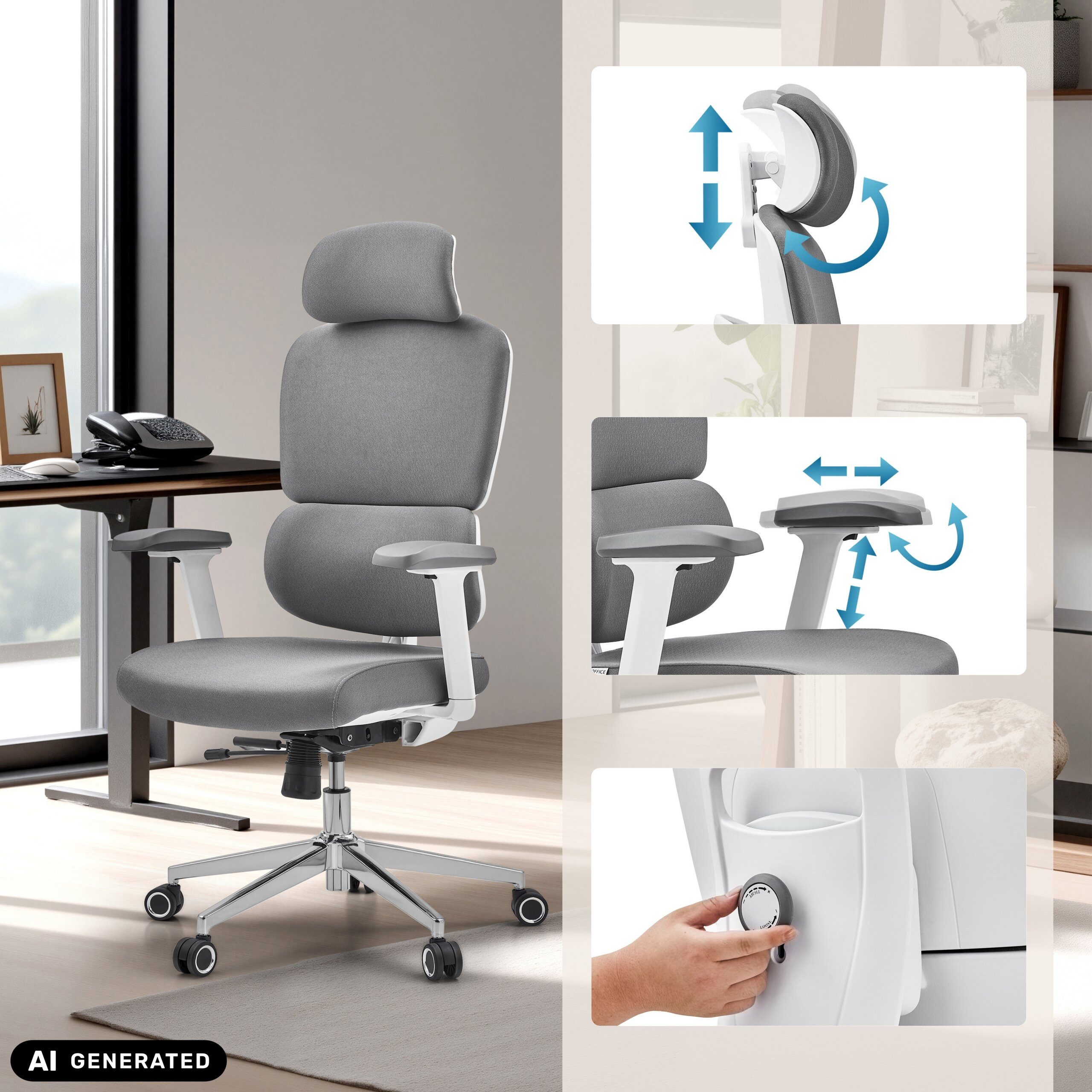 hjh OFFICE Drehstuhl Profi Bürostuhl Ergomy Wf 2 Stoff (1 St), Ergonomischer Chefsessel, Schreibtischstuhl höhenverstellbar