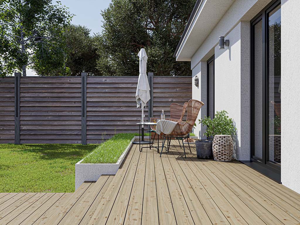 Woodtex Terrassendielen WOODTEX Holz Terrassendiele Nadelholz Hellbraun Outdoor, BxL: je 12x400 cm, 40 mm Stärke