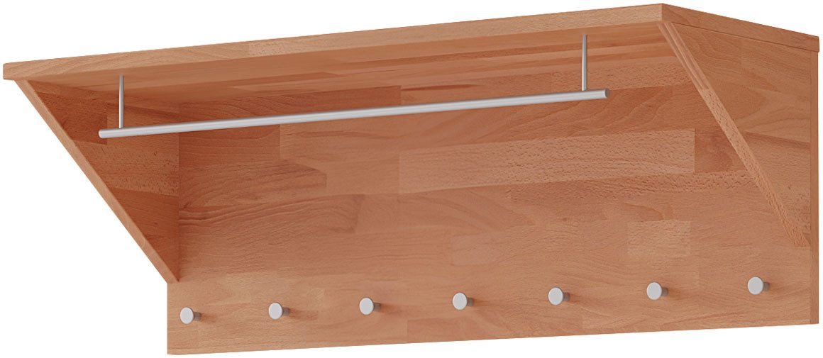 OTTO home Hakenleiste Maximus: 2-teiliges Set, Flurgarderobe, Garderobenleisten, (2 St), 85cm Breit, Teilmassiv, 14Kleiderhaken, 1Kleiderstange, 1Ablagefach