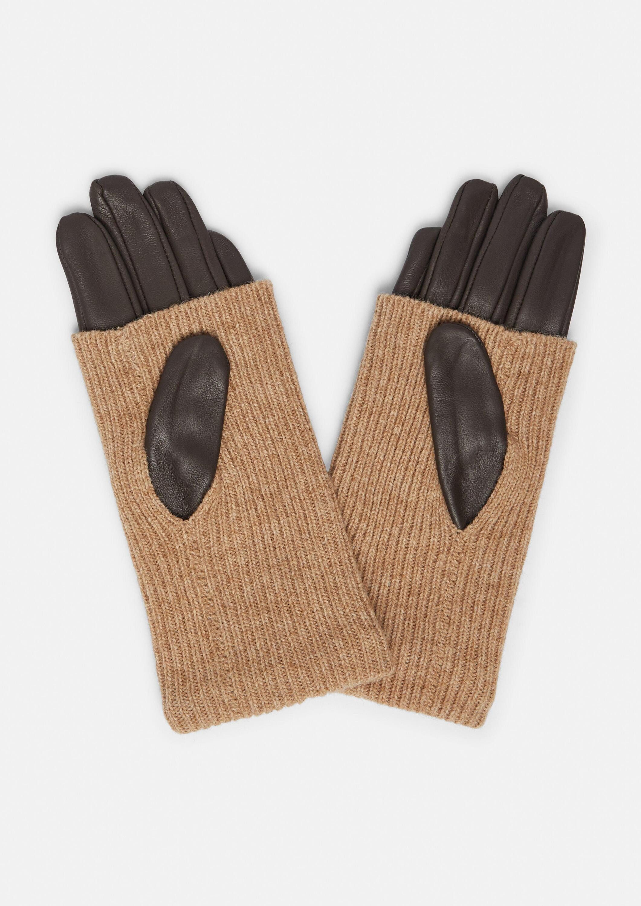 comma Strickhandschuhe Handschuhe Lederhandschuhe mit Strickstulpe günstig online kaufen
