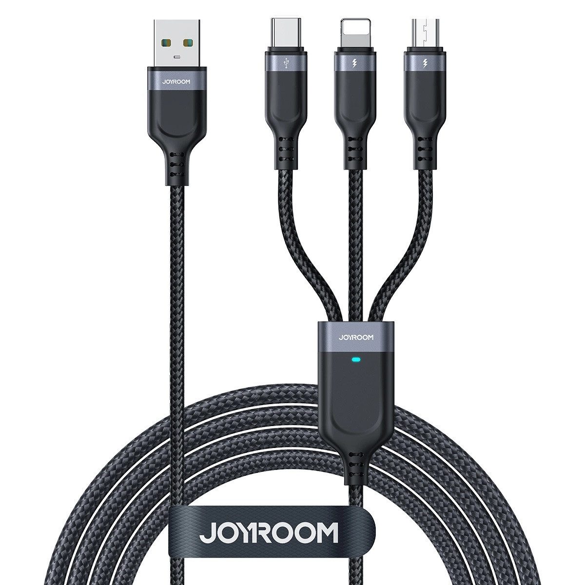 JOYROOM 3in1 Ladekabel USB-A/USB-C/Micro-USB+kompatibel mit iPhone Smartphone-Kabel