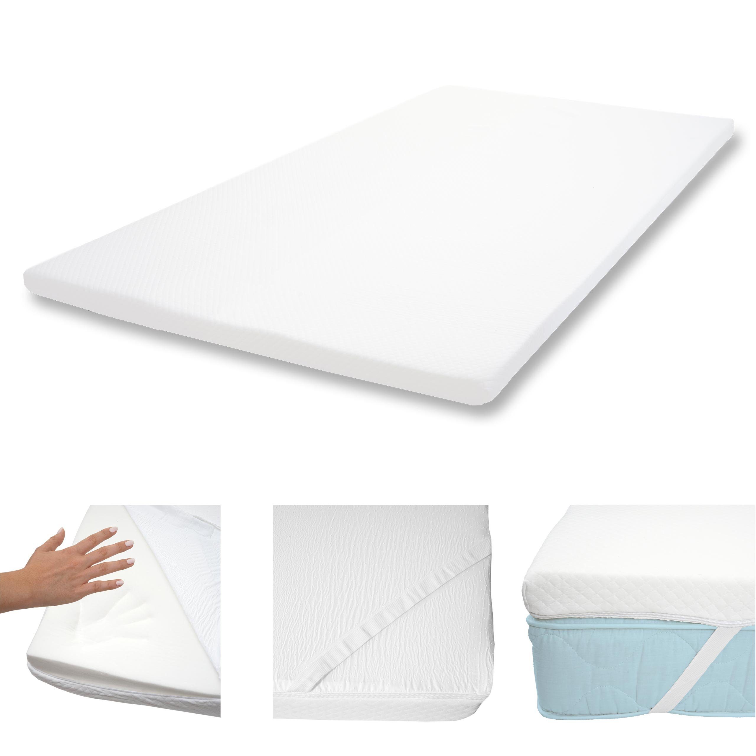 MCW, Topper MCW-E63-6-V, 6 cm hoch, Textil, Viscoschaum, Härtegrad H2, Unterseite mit Antirutsch-Noppen, Abnehmbarer Bezug