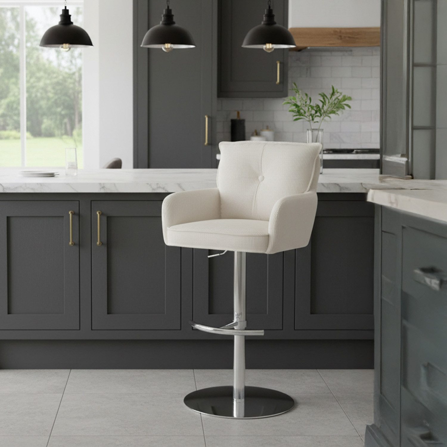 DUBI Möbel Barhocker Kira, Chrom, 360° drehbar, höhenverstellbar im 2er-Set