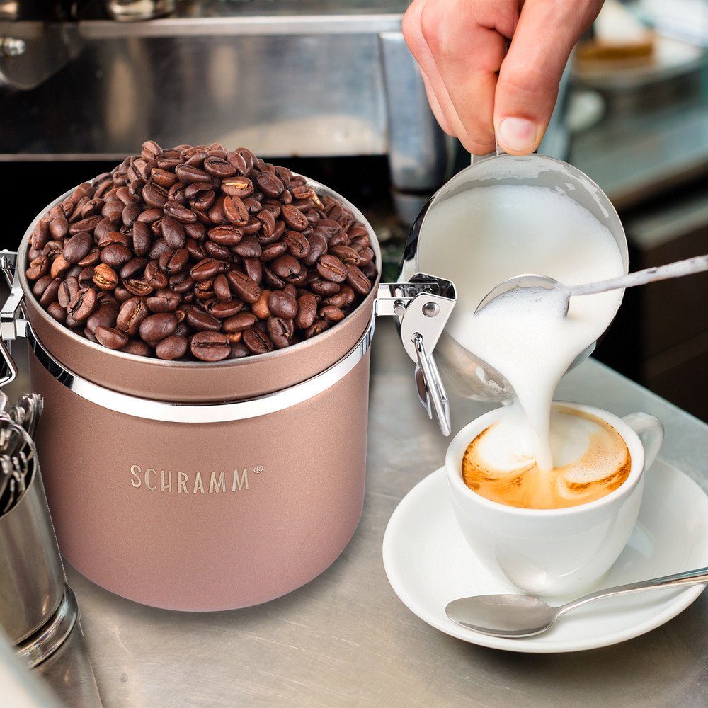 ml Edelstahl 12cm 1200 Schramm Kaffeedose Kaffeebehälter Höhe: Schramm® Dosierlöffel Kaffeedosen 10 aus bronze Kaffeedose Farben in mit
